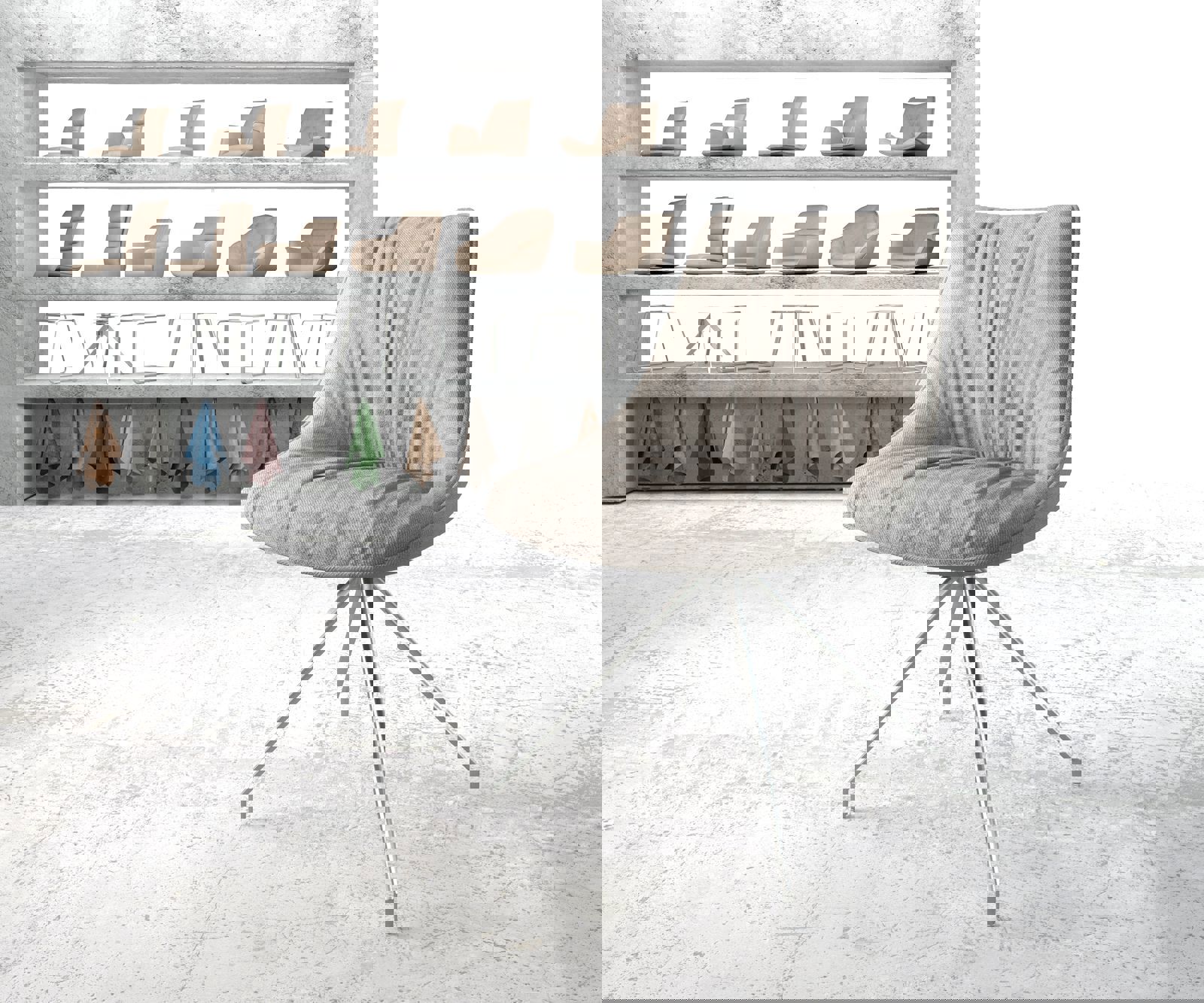 Draaistoel Elda-Flex stripes lichtgrijs kruisframe conisch roestvrij staal 180° draaibaar