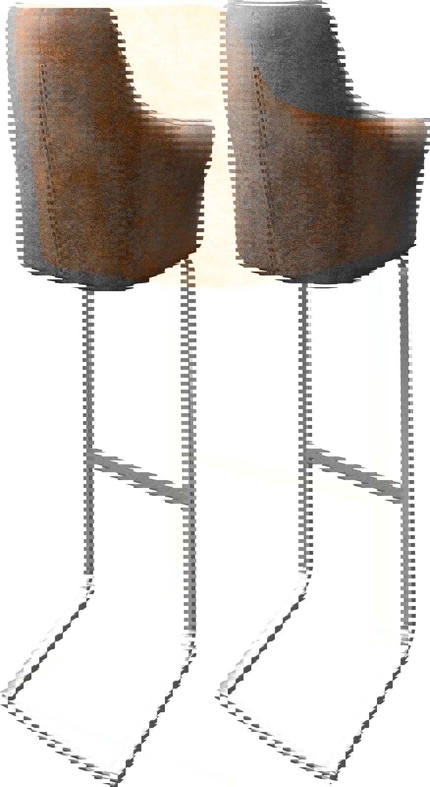 Barstoel Yulo-Flex vintage bruin sledestoel vlak roestvrijstaal 4 Barstoel Yulo-Flex vintage bruin sledestoel vlak roestvrijstaal 4