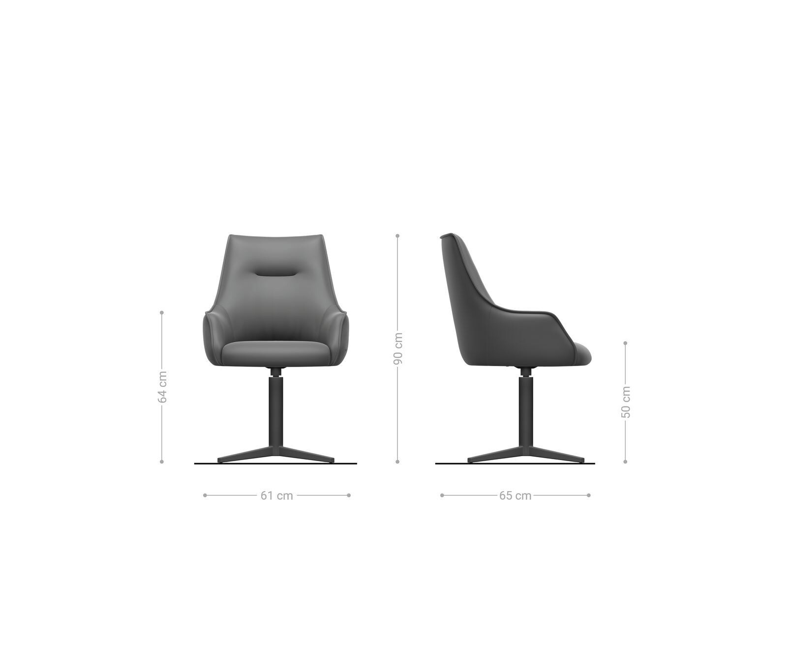 Draaistoel Alja-Flex met armleuning bouclé wit kruispoot zwart 360° draaibaar pocketveer kern 5