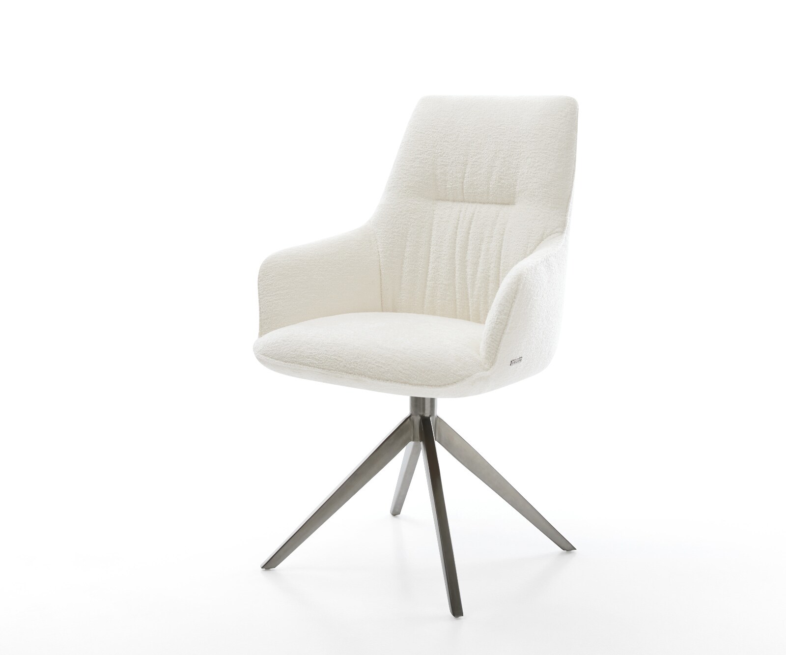 Draaistoel Zelia-Flex met armleuning bouclé zacht beige kruisframe breed grafiet 360° draaibaar rocker-functie pocketveer kern