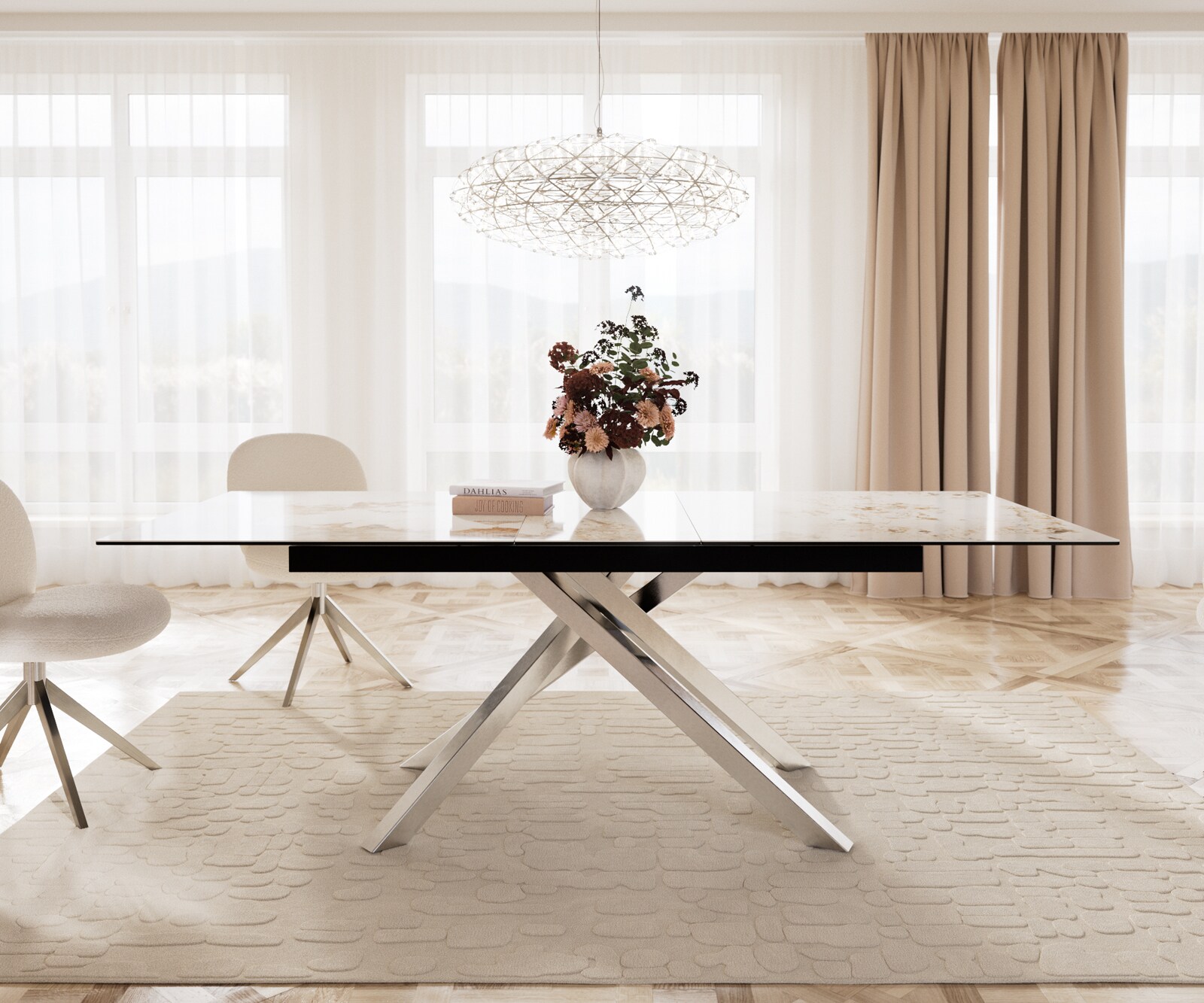 Kruisframe rechthoekig metaal zilver voor uittrektafels van 180-300 cm 1