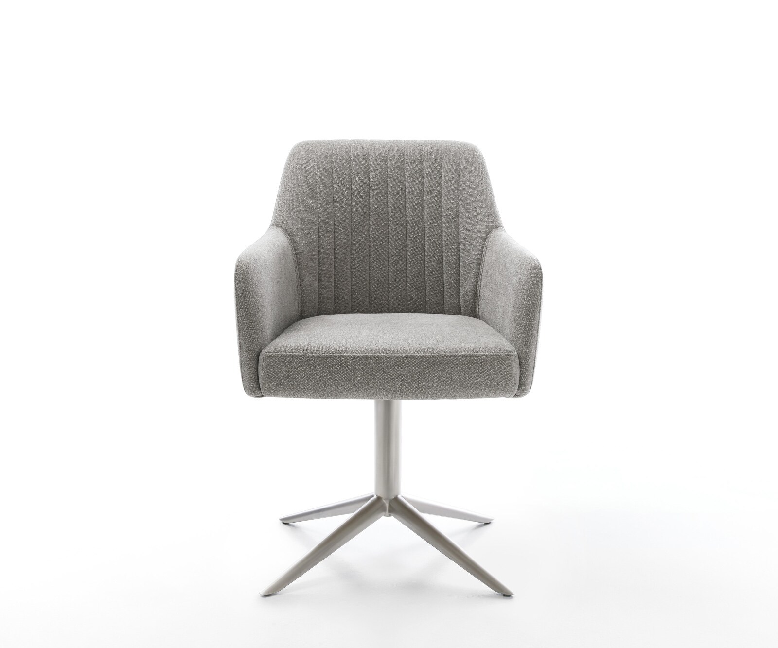 Draaistoel Greg-Flex zachte stof met structuur grijs kruispoot roestvrij staal 360° draaibaar rocker-functie pocketveer kern 2