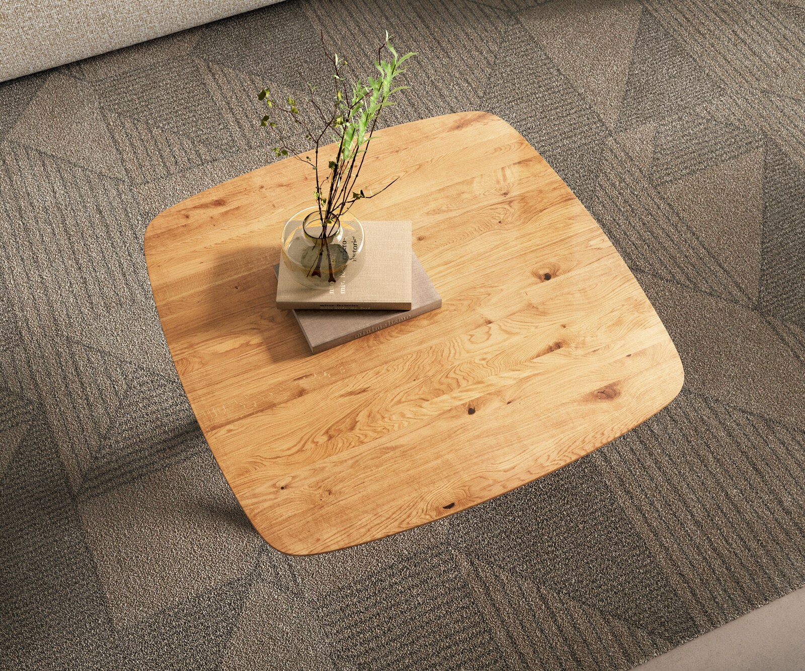 Salontafel Edge Boot 90x90 cm Eiken Naturel Zwitserse rand Sarity zwart metaal 3