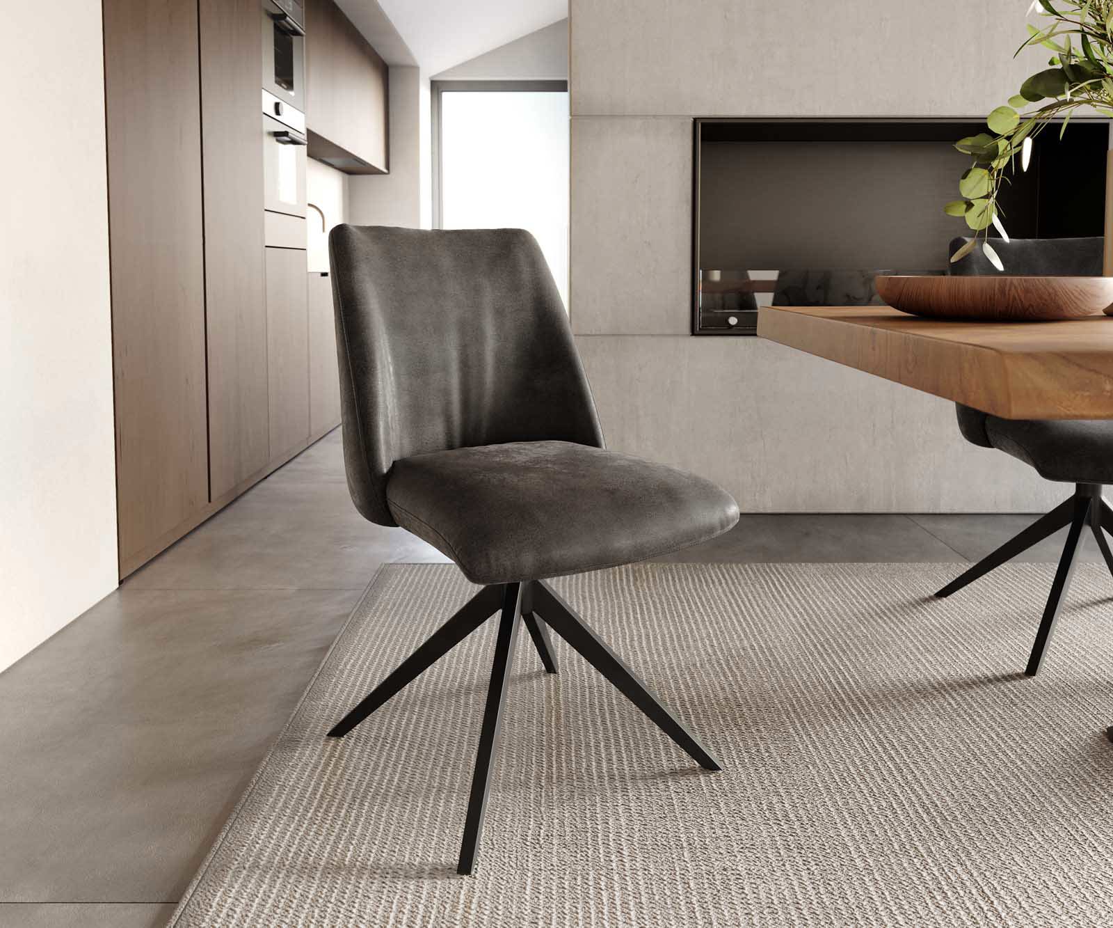 Draaistoel Elso-Flex microvelours antraciet vintage kruisframe breed zwart 360° draaibaar pocketveer kern Draaistoel Elso-Flex microvelours antraciet vintage kruisframe breed zwart 360° draaibaar pocketveer kern