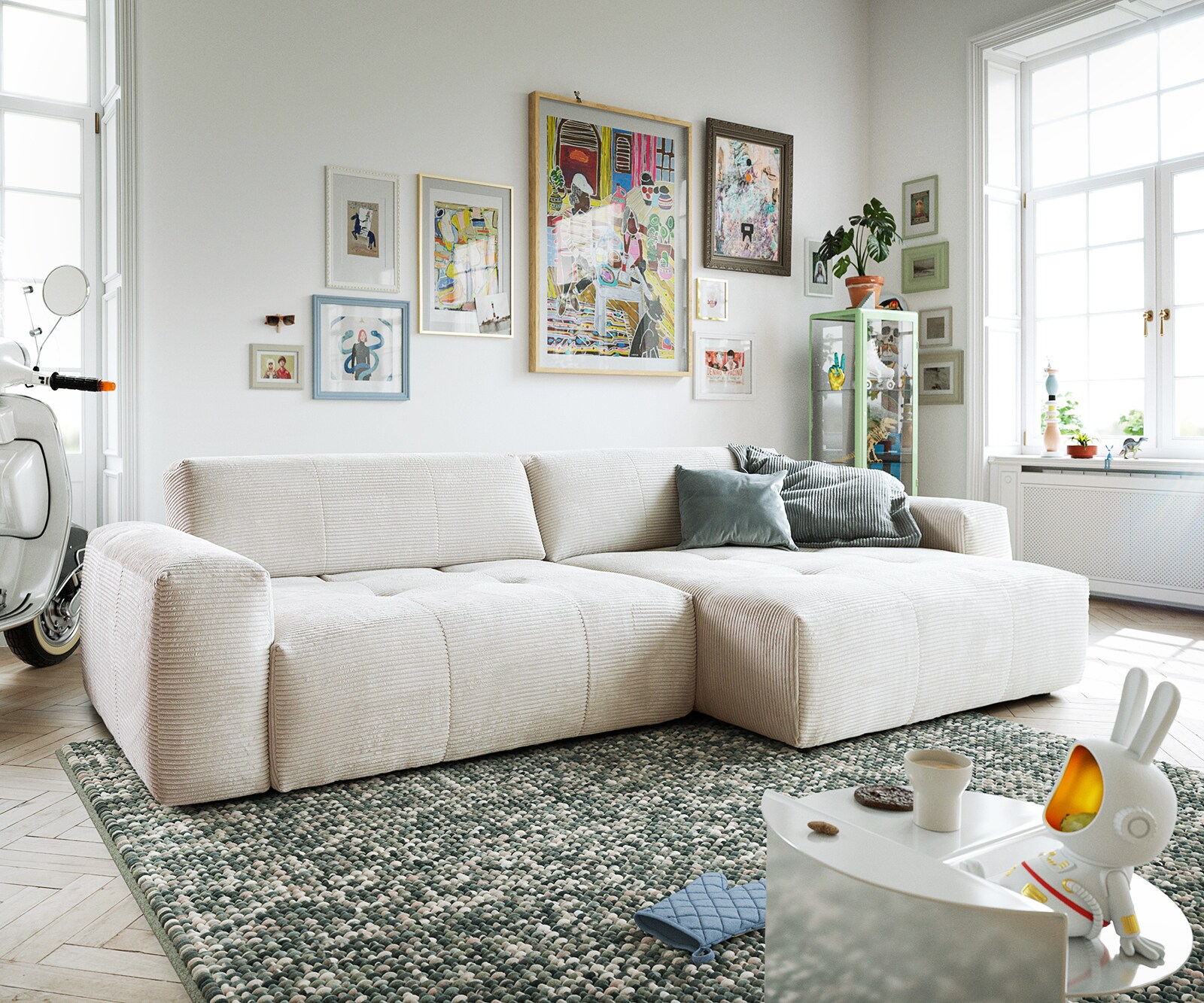 Hoekbank Lazaro 300x160 cm met ottoman en zitdiepteverstelling 2