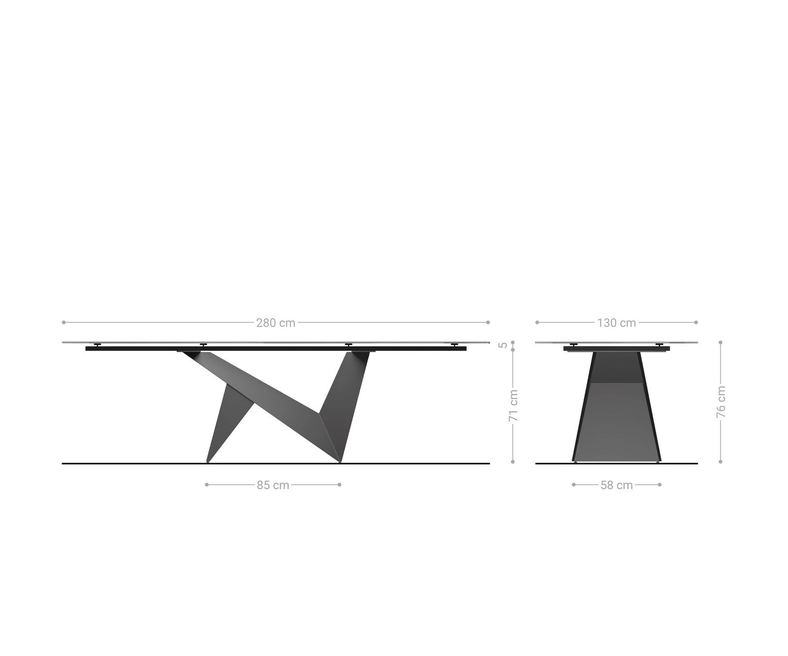 Eettafel Edge Ovaal Keramiek Emperador Extra Lucidato Donkerbruin 280x130 Origami Metallic Goud 8