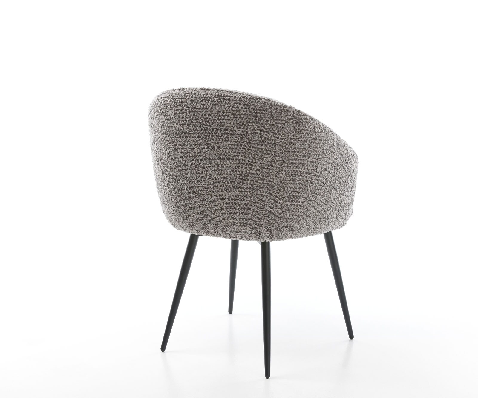 Eetkamerstoel Caja-Flex met armleuning bouclé zilver grijs 4-poot conisch zwart pocketveer kern 5