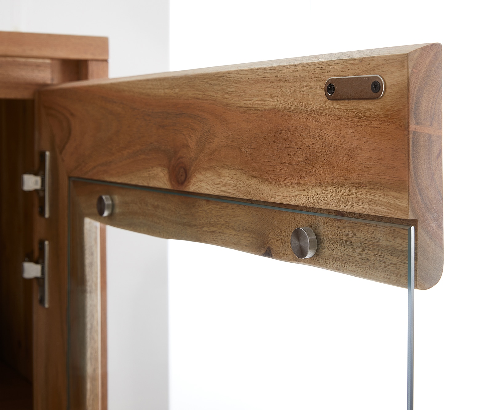 Vitrinekast Live-Edge 120x190 cm acacia natuur rechte rand 2 deuren 4 laden massief 8