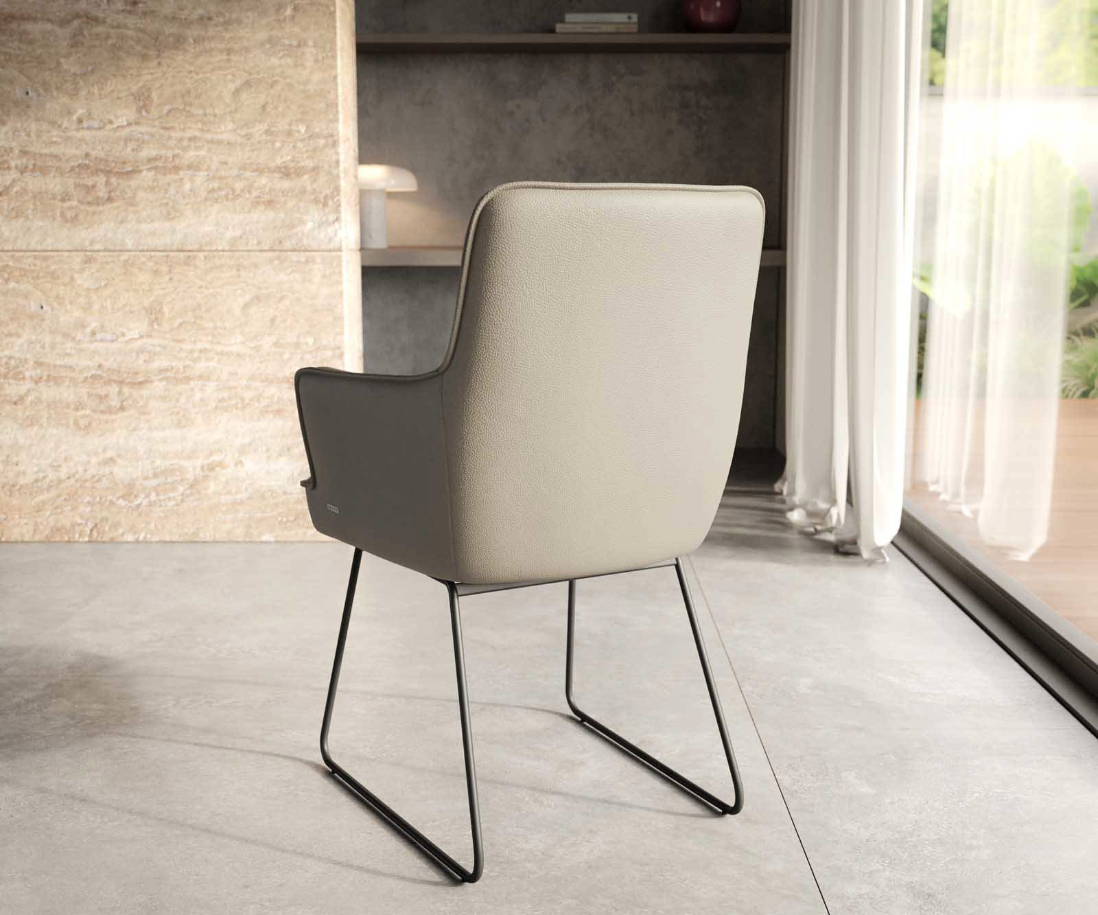 Eetkamerstoel Heira-Flex met armleuning echt leer mud slipframe zwart pocketveer kern 3 Eetkamerstoel Heira-Flex met armleuning echt leer mud slipframe zwart pocketveer kern 3