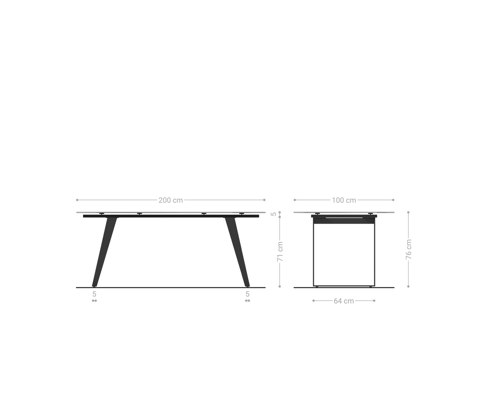 Eettafel Edge 200x100 keramiek Laminam® Nero Greco grijs metaal schuin zwart 1 Eettafel Edge 200x100 keramiek Laminam® Nero Greco grijs metaal schuin zwart 1