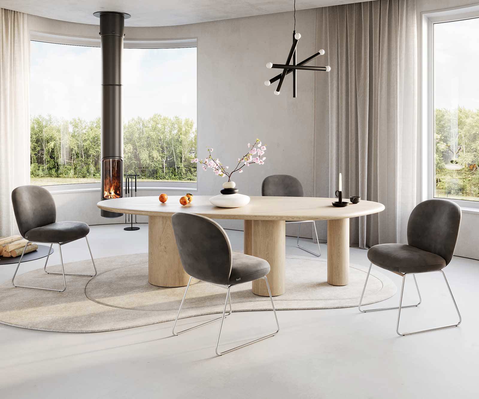 Eetkamerstoel Nube-Flex microvelours antraciet vintage slipframe roestvrij staal pocketveer kern 3 Eetkamerstoel Nube-Flex microvelours antraciet vintage slipframe roestvrij staal pocketveer kern 3