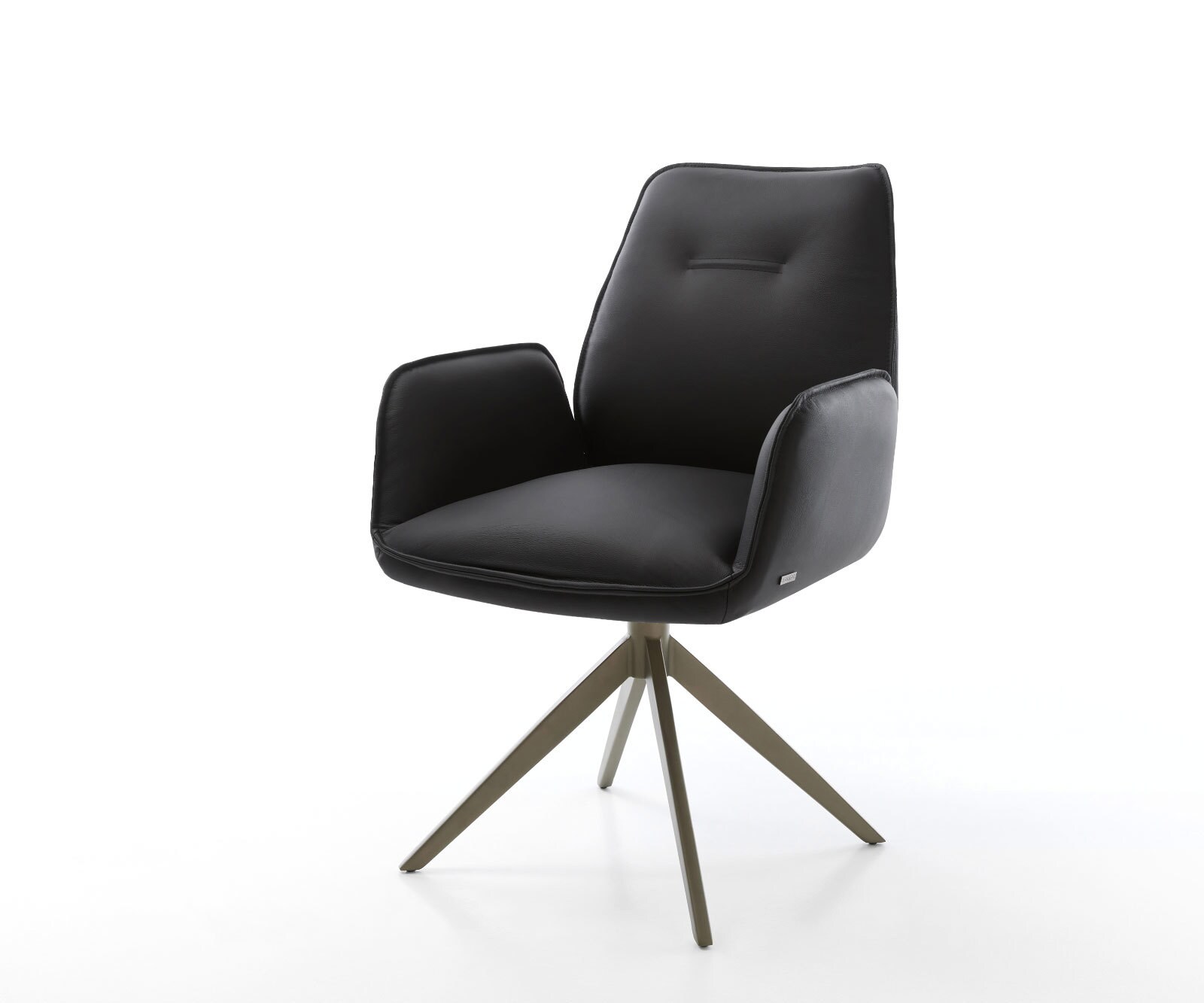 Draaistoel Zoa-Flex echt leer zwart kruisframe breed afwerking met titanium 360° draaibaar rocker-functie pocketveer kern