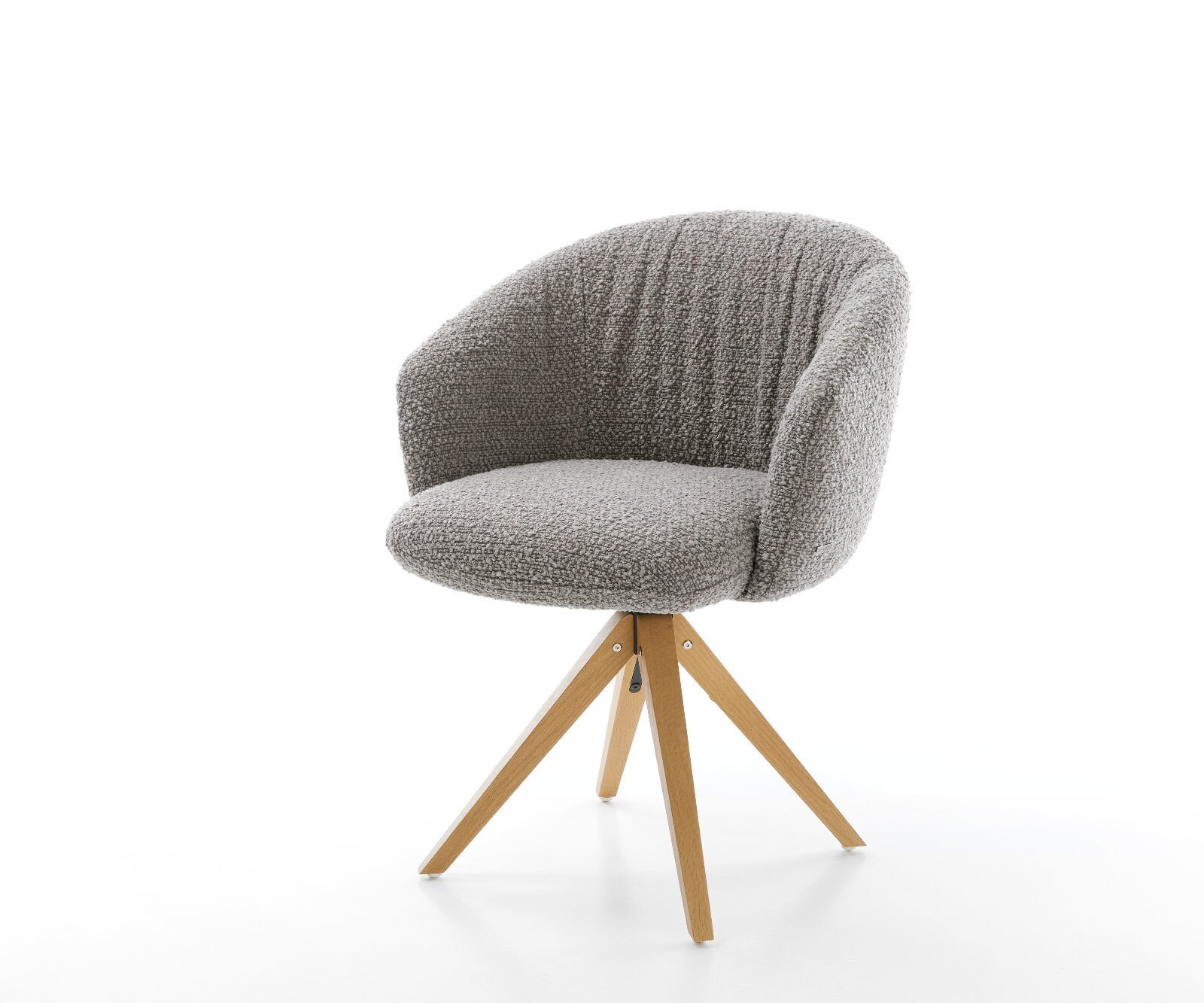 Draaistoel Caja-Flex met armleuning bouclé zilver grijs houten frame hoekig natuur 180° draaibaar pocketveer kern 1