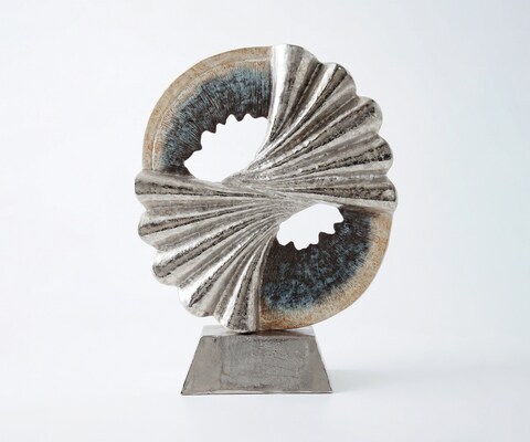 Sculptuur Spira B70 x D21 x H96 cm Aluminium Argento Antico Handgemaakt