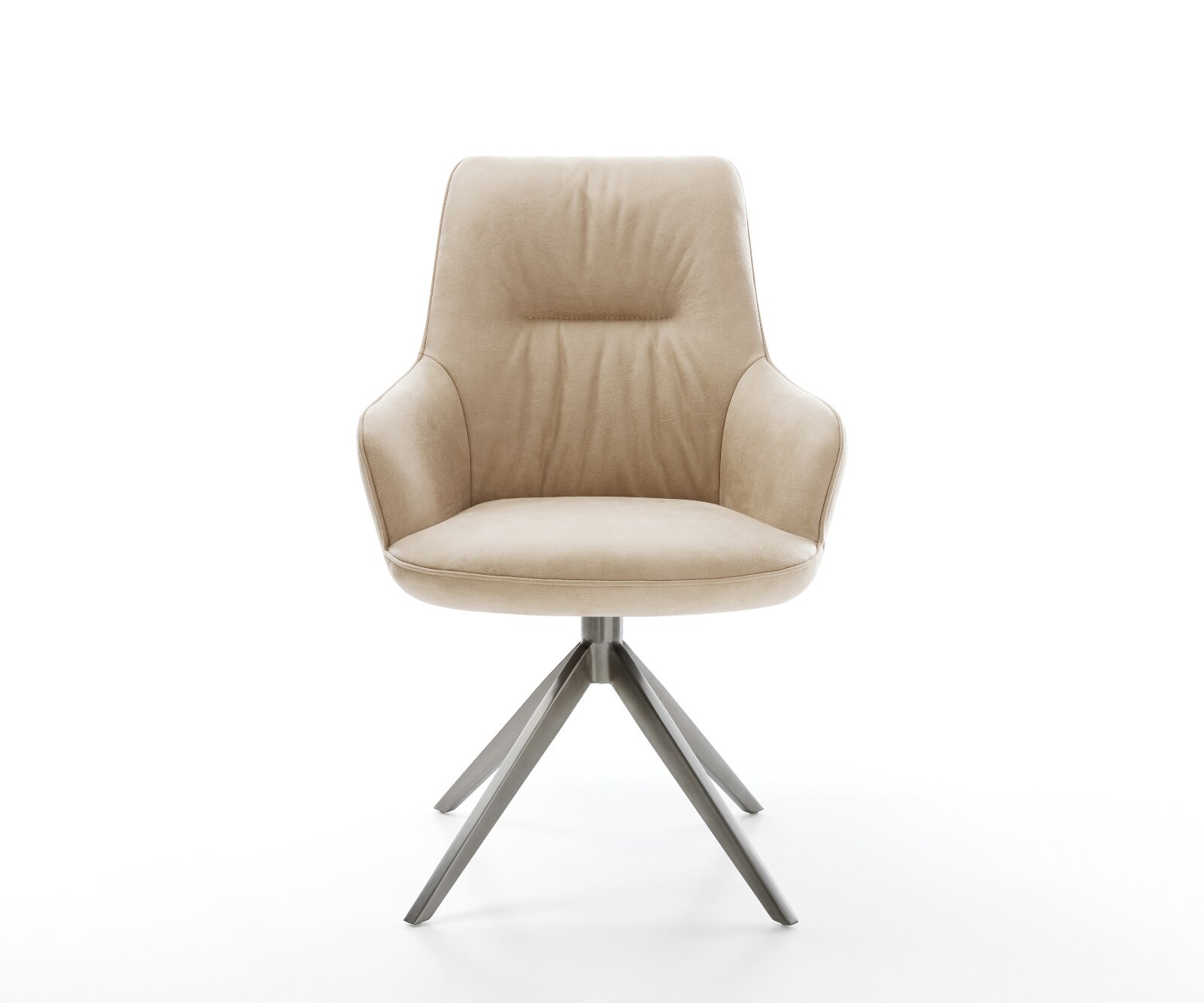 Draaistoel Zelia-Flex met armleuning microvelours beige vintage kruisframe breed grafiet 360° draaibaar rocker-functie pocketveer kern 2
