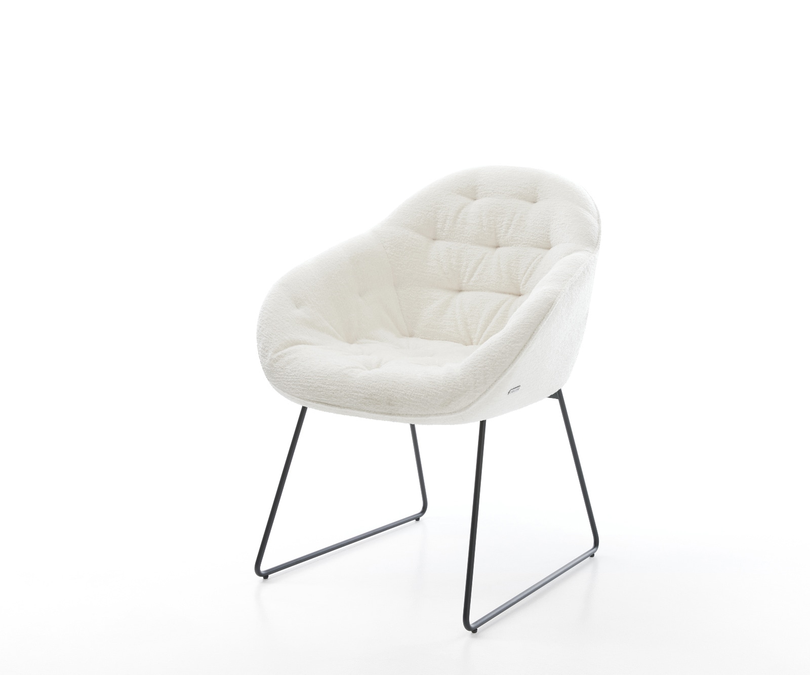 Eetkamerstoel Gaio-Flex bouclé zacht beige slipframe zwart Eetkamerstoel Gaio-Flex bouclé zacht beige slipframe zwart