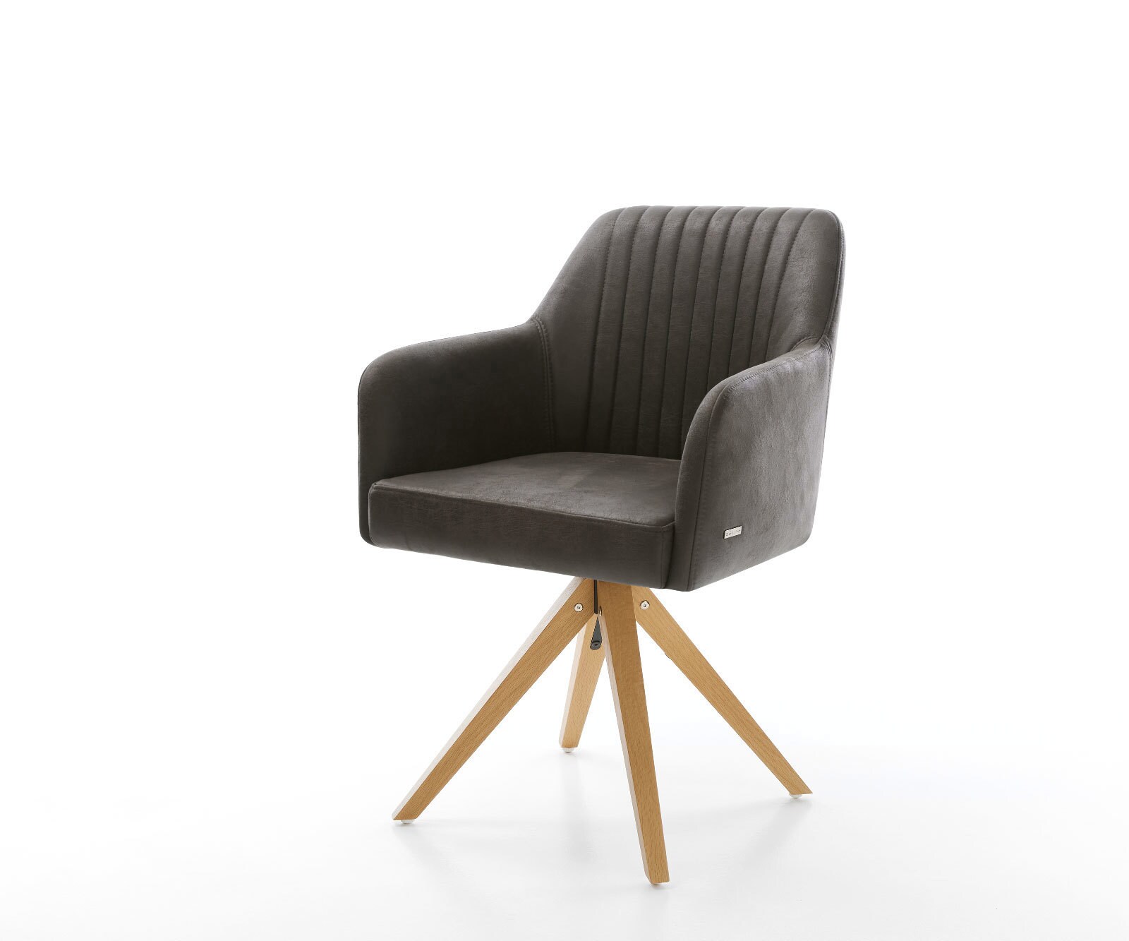 Eetkamerstoel Greg-Flex microvelours antraciet vintage houten frame hoekig natuur pocketveer kern