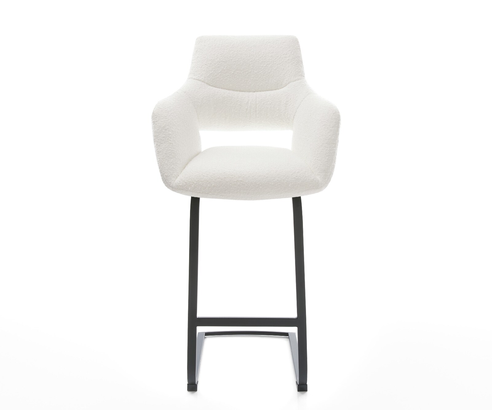 Barstoel Yago-Flex Bouclé Crème-wit Vrijkantelframe plat metaal Zwart Pocketvering 2
