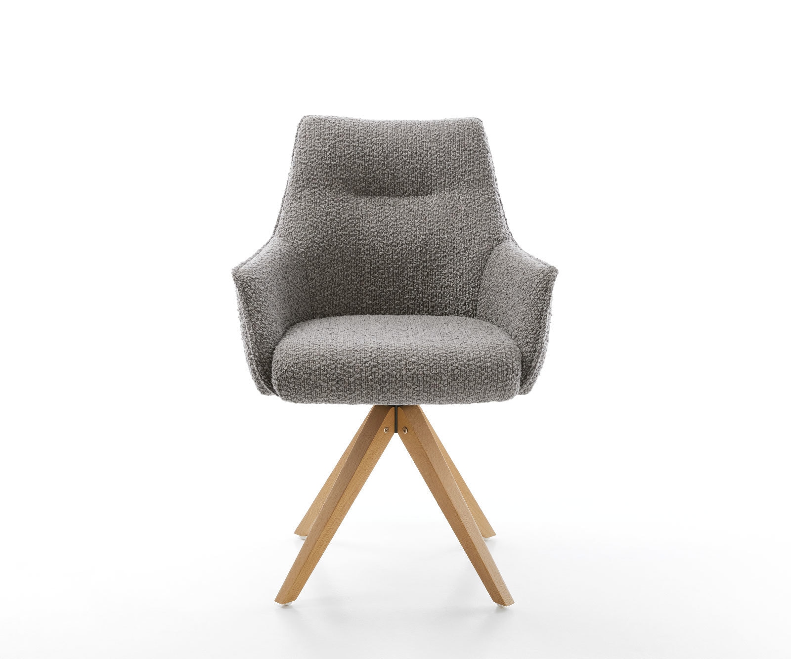 Draaistoel Alja-Flex met armleuning bouclé zilver grijs houten frame hoekig natuur 180° draaibaar pocketveer kern 1 Draaistoel Alja-Flex met armleuning bouclé zilver grijs houten frame hoekig natuur 180° draaibaar pocketveer kern 1