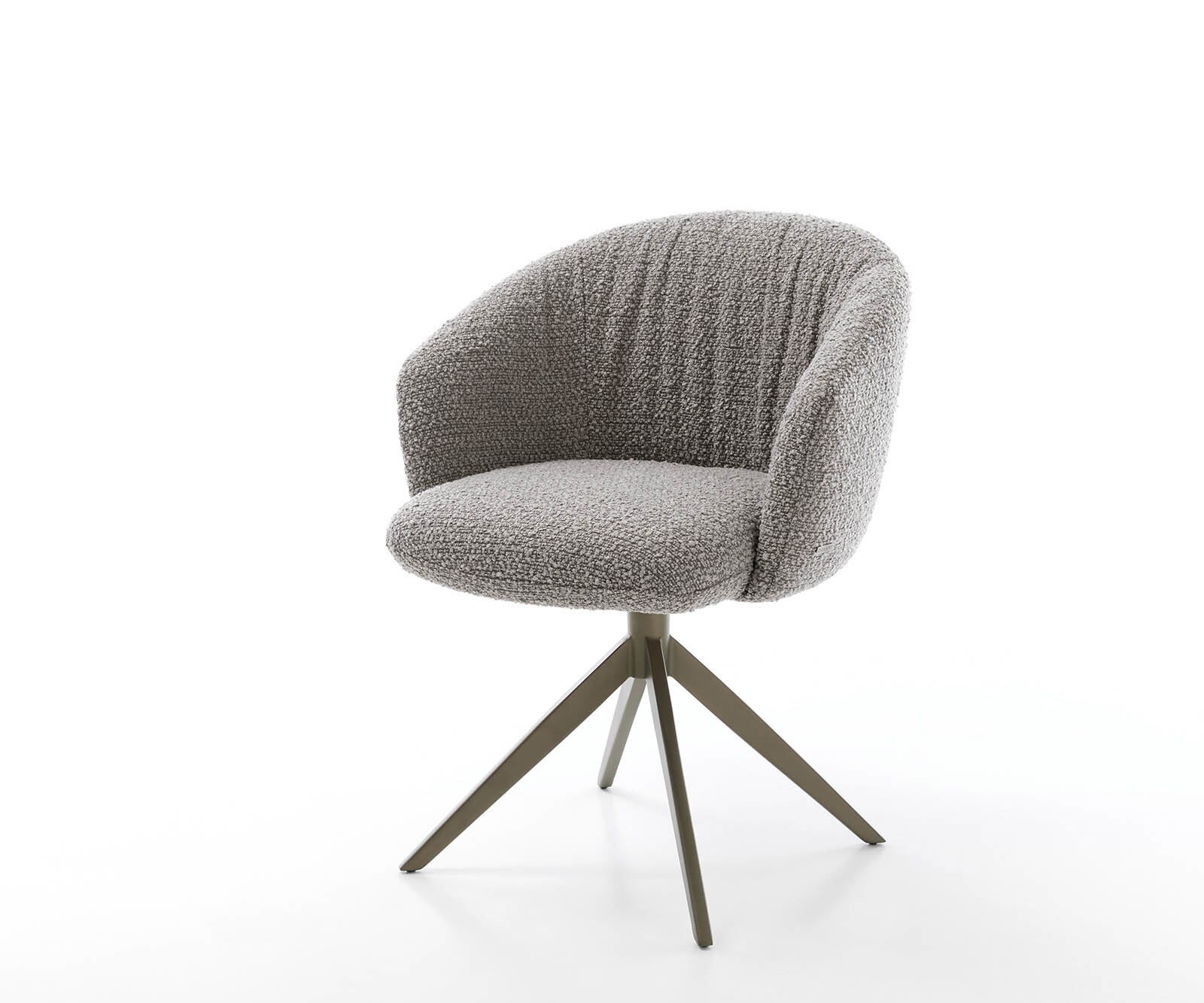 Draaistoel Caja-Flex met armleuning bouclé zilver grijs kruisframe breed afwerking met titanium 360° draaibaar pocketveer kern
