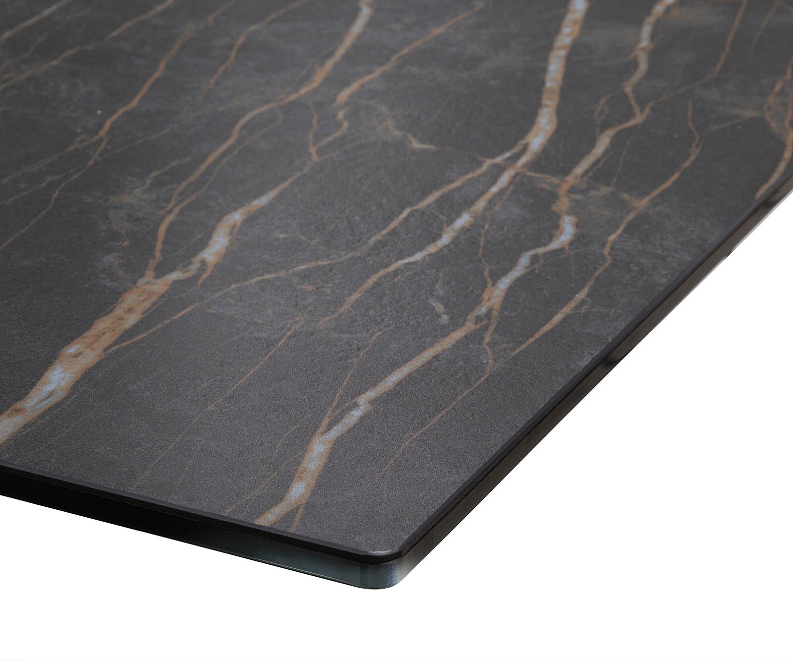 Eetkamertafel Edge 200-300x100 keramiek Laminam®Noir Desir bruin spider vlak staal RVS uitschuifbaar 9