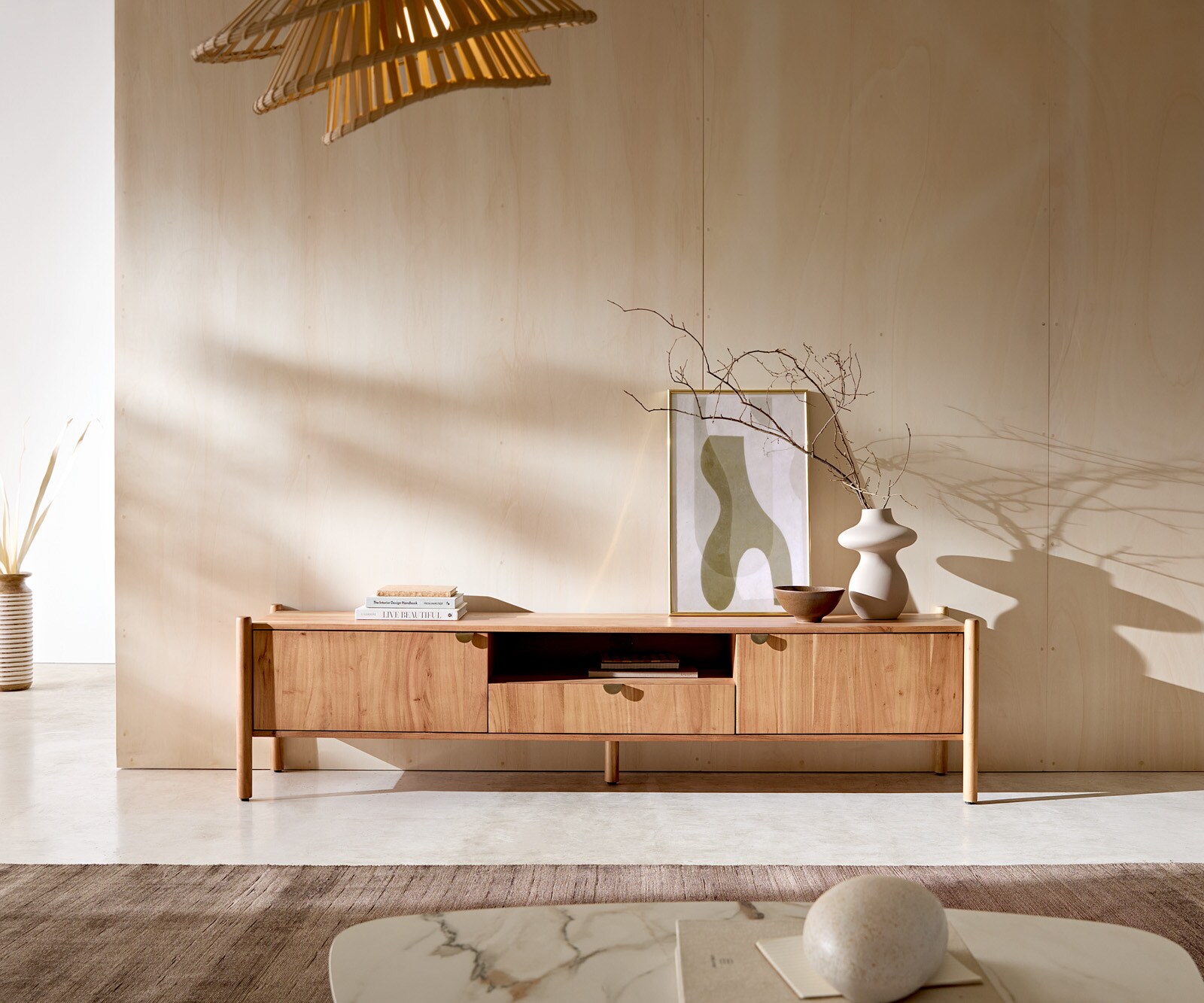 Tv-meubel Caius 175 cm acacia aura 2 deuren 1 lade 1 vak 1