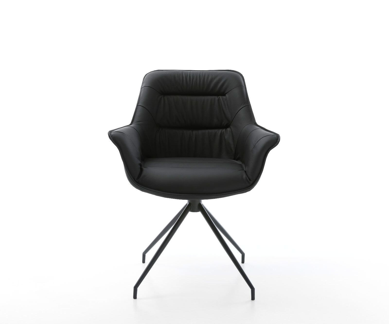 Eetkamerstoel Kaira-Flex echt leer zwart kruisframe conisch zwart 1 Eetkamerstoel Kaira-Flex echt leer zwart kruisframe conisch zwart 1