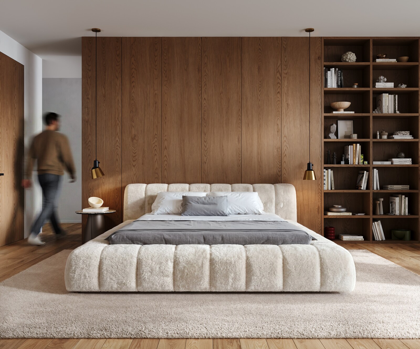 Gestoffeerd bedframe Cutio 180x200 cm Plüsch crème-wit 1