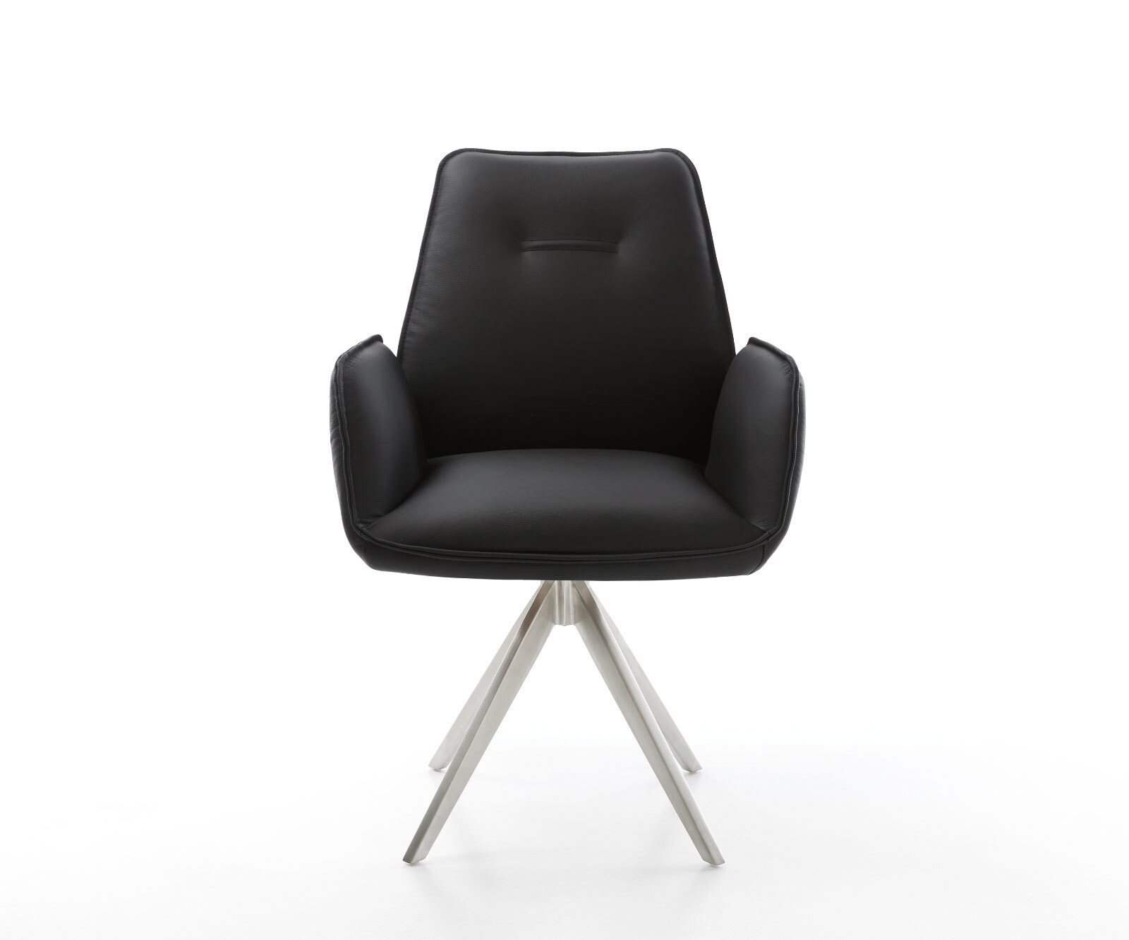 Eetkamerstoel Zoa-Flex echt leer zwart kruisframe hoekig roestvrij staal pocketveer kern 1 Eetkamerstoel Zoa-Flex echt leer zwart kruisframe hoekig roestvrij staal pocketveer kern 1