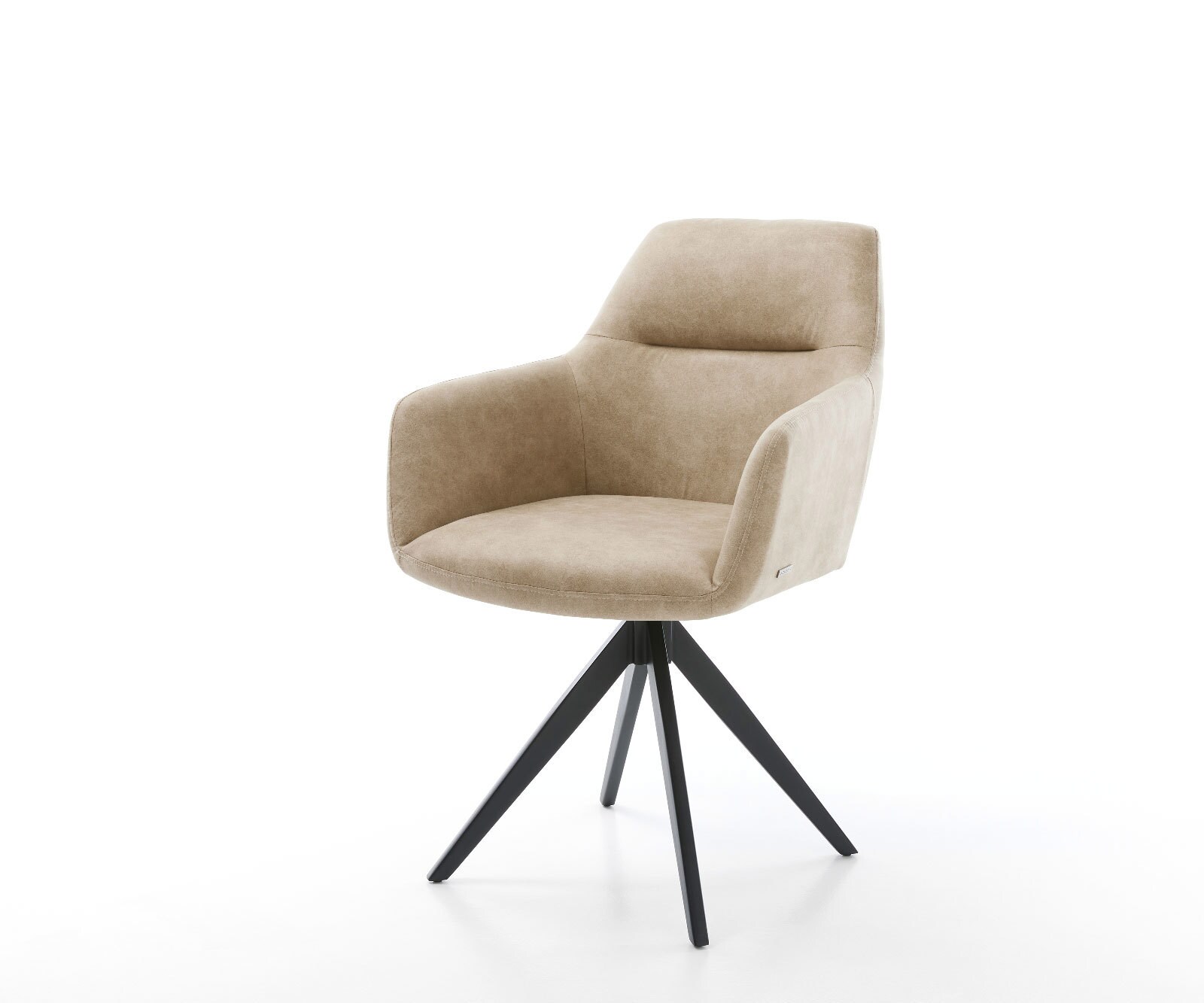 Eetkamerstoel Pejo-Flex microvelours beige vintage kruisframe hoekig zwart pocketveer kern