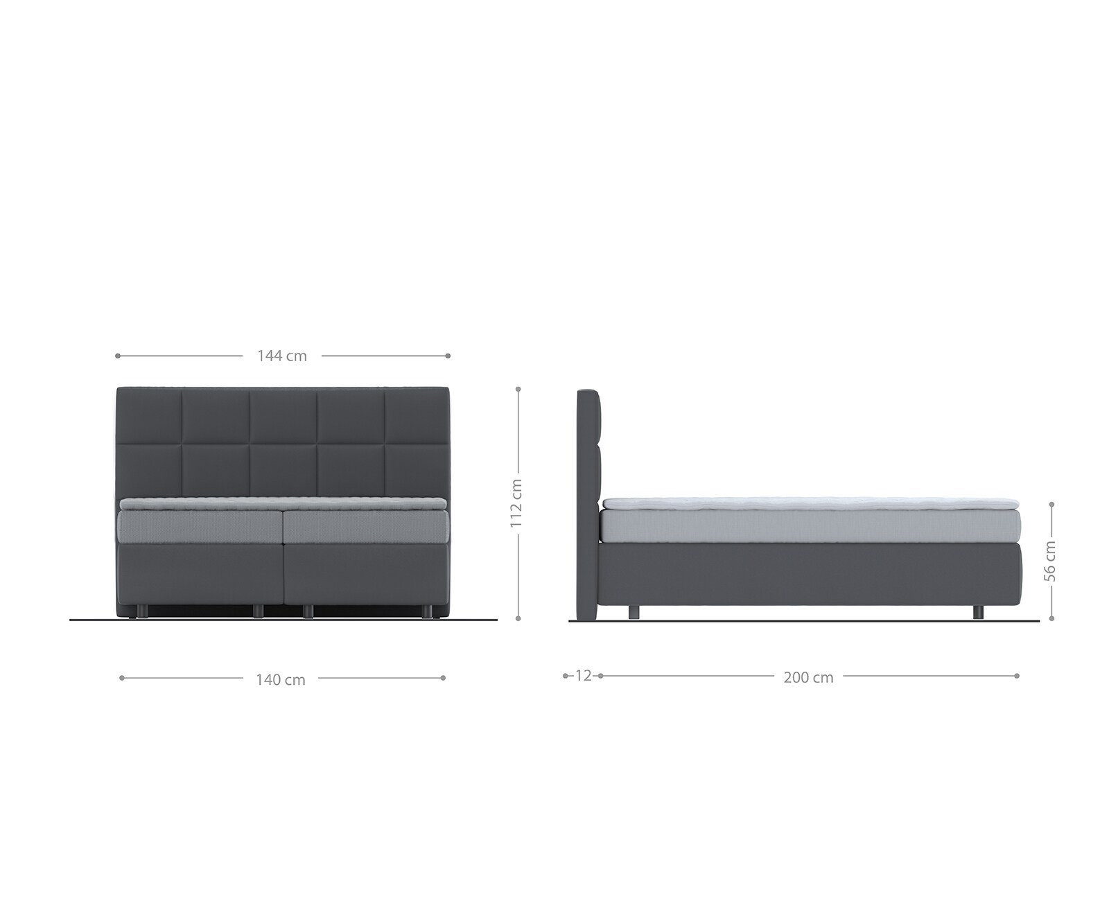 Boxspringbed Dream-Fine 140x200 microvezel grijs 4