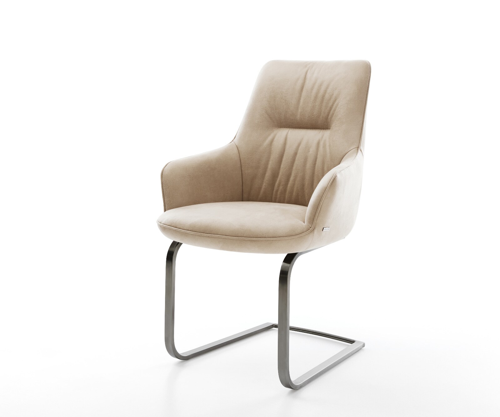 Sledemodel Zelia-Flex met armleuning microvelours beige vintage sledemodel vlak grafiet pocketveer kern 1