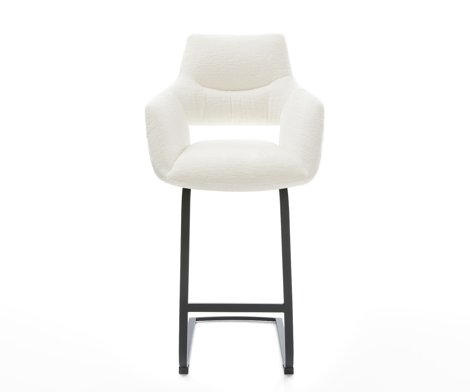 Barstoel Yago-Flex Bouclé zacht Beige Vrijkantelframe plat metaal Zwart Pocketvering 2