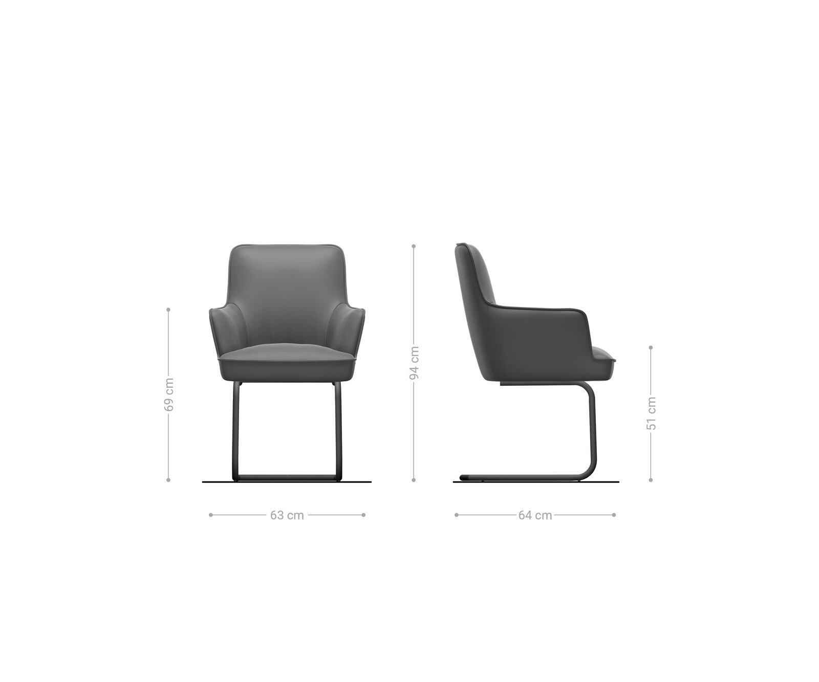 Sledemodel Heira-Flex met armleuning microvelours antraciet vintage sledemodel rond zwart pocketveer kern 6