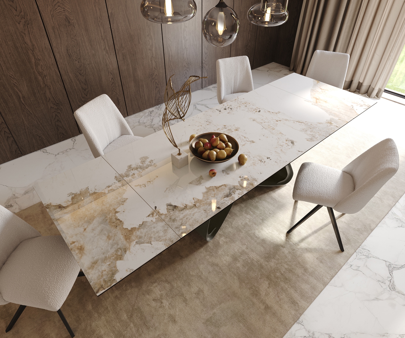 Eettafel Edge 200-300x100 Keramiek Minas Melange Wit-beige W-frame Effectafwerking Titanium Uitschuifbaar 6 Eettafel Edge 200-300x100 Keramiek Minas Melange Wit-beige W-frame Effectafwerking Titanium Uitschuifbaar 6