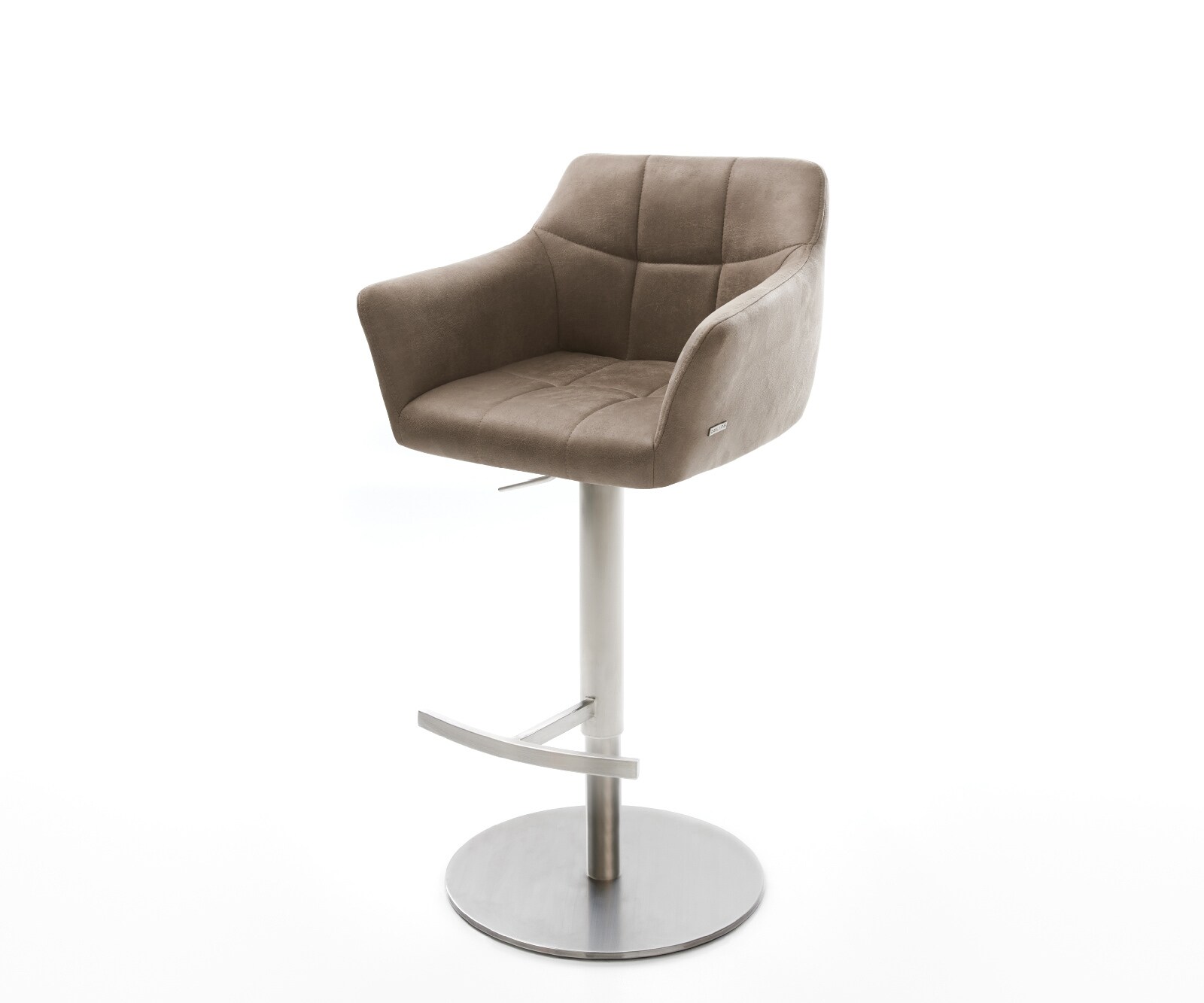 Barstoel Yulo-Flex vintage taupe draaivoet hoogteverstelbaar roestvrijstaal 1