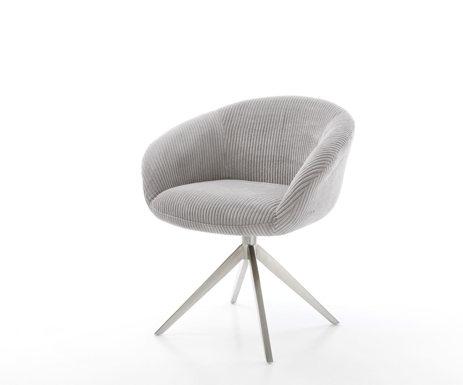 Draaistoel Vinka-Flex met armleuning koord zilver grijs kruisframe breed roestvrij staal 360° draaibaar rocker-functie pocketveer kern