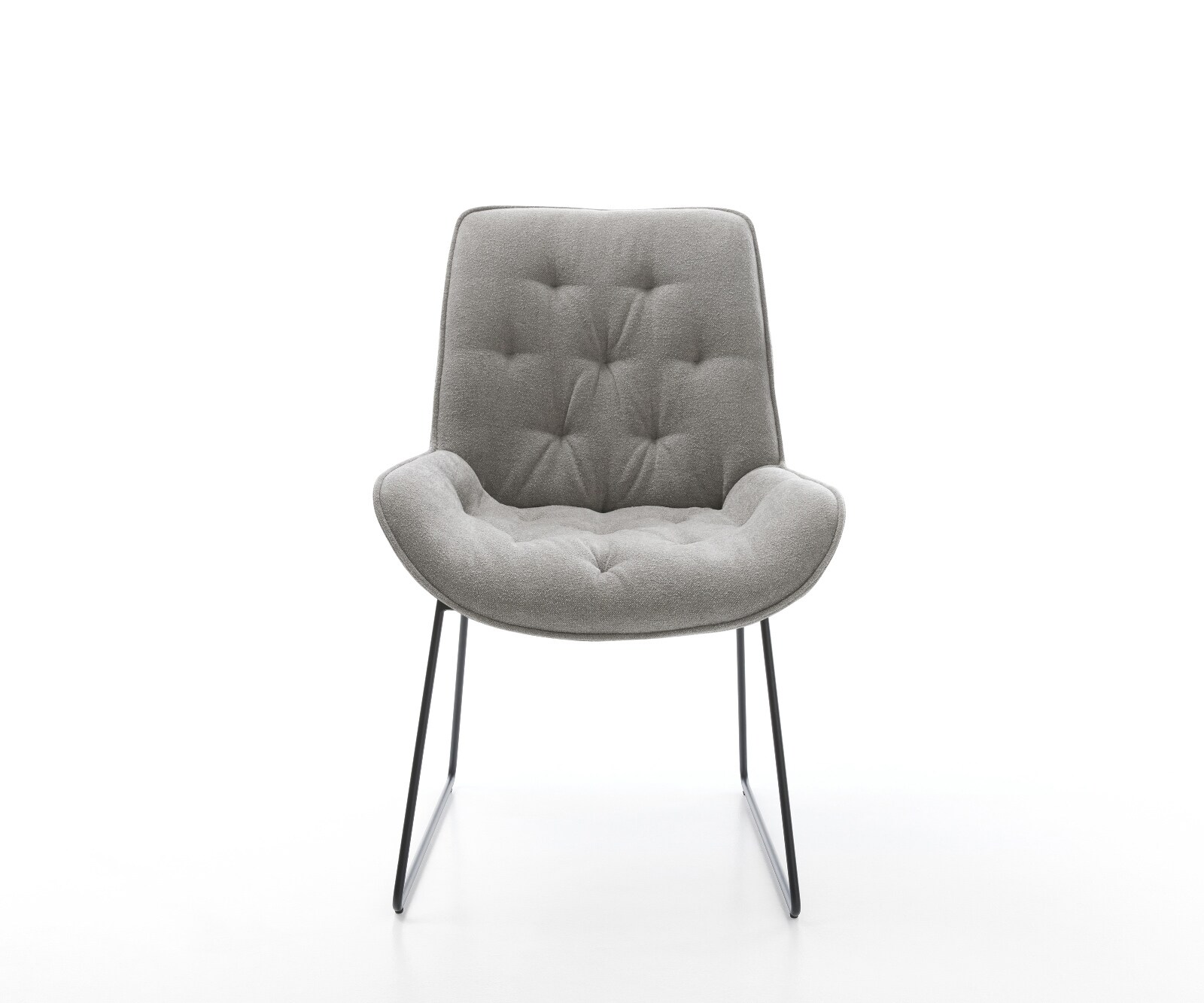 Eetkamerstoel Taimi-Flex zachte stof met structuur grijs slipframe zwart 2