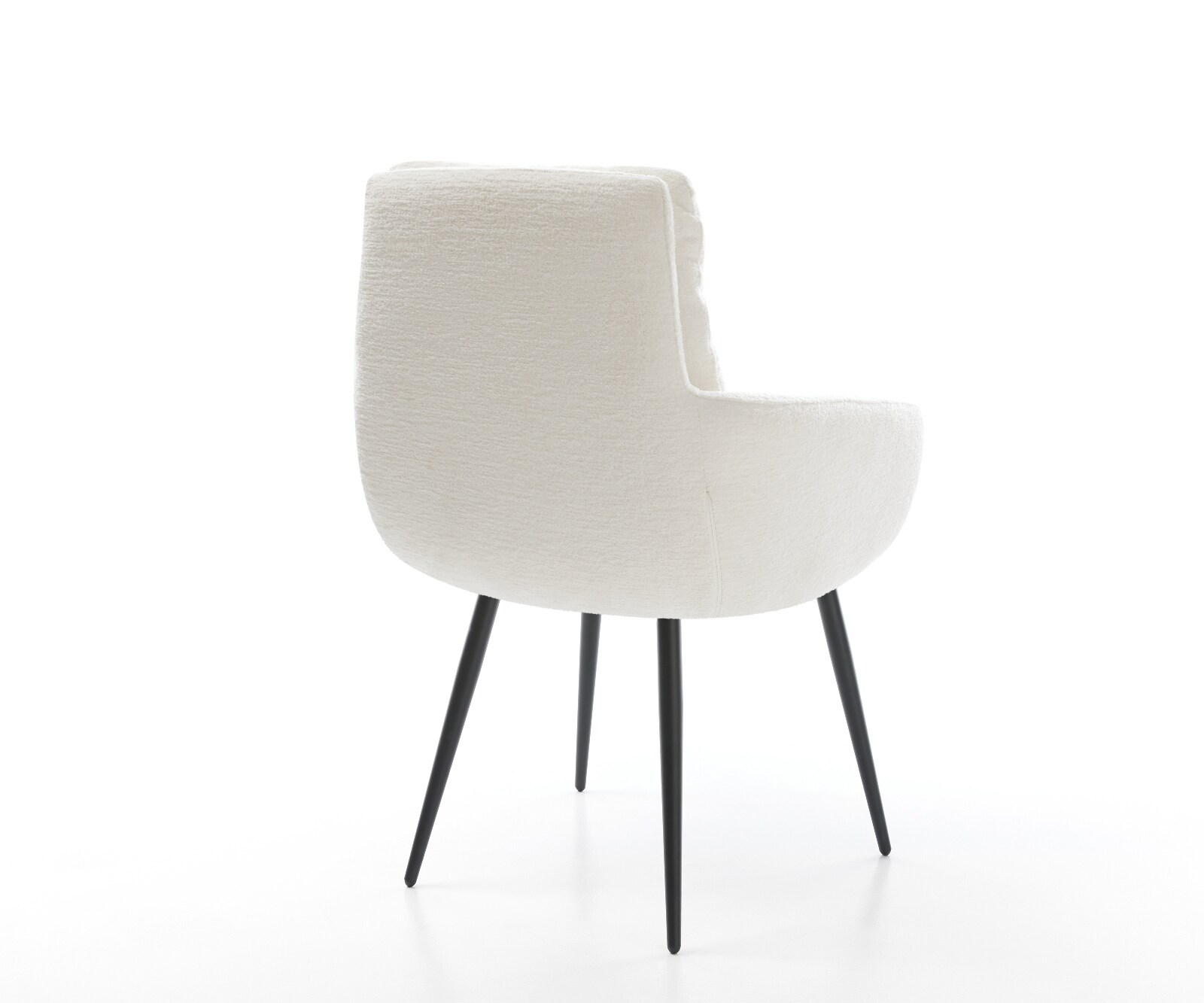 Eetkamerstoel Abelia-Flex met armleuning bouclé zacht beige 4-poot conisch zwart 5