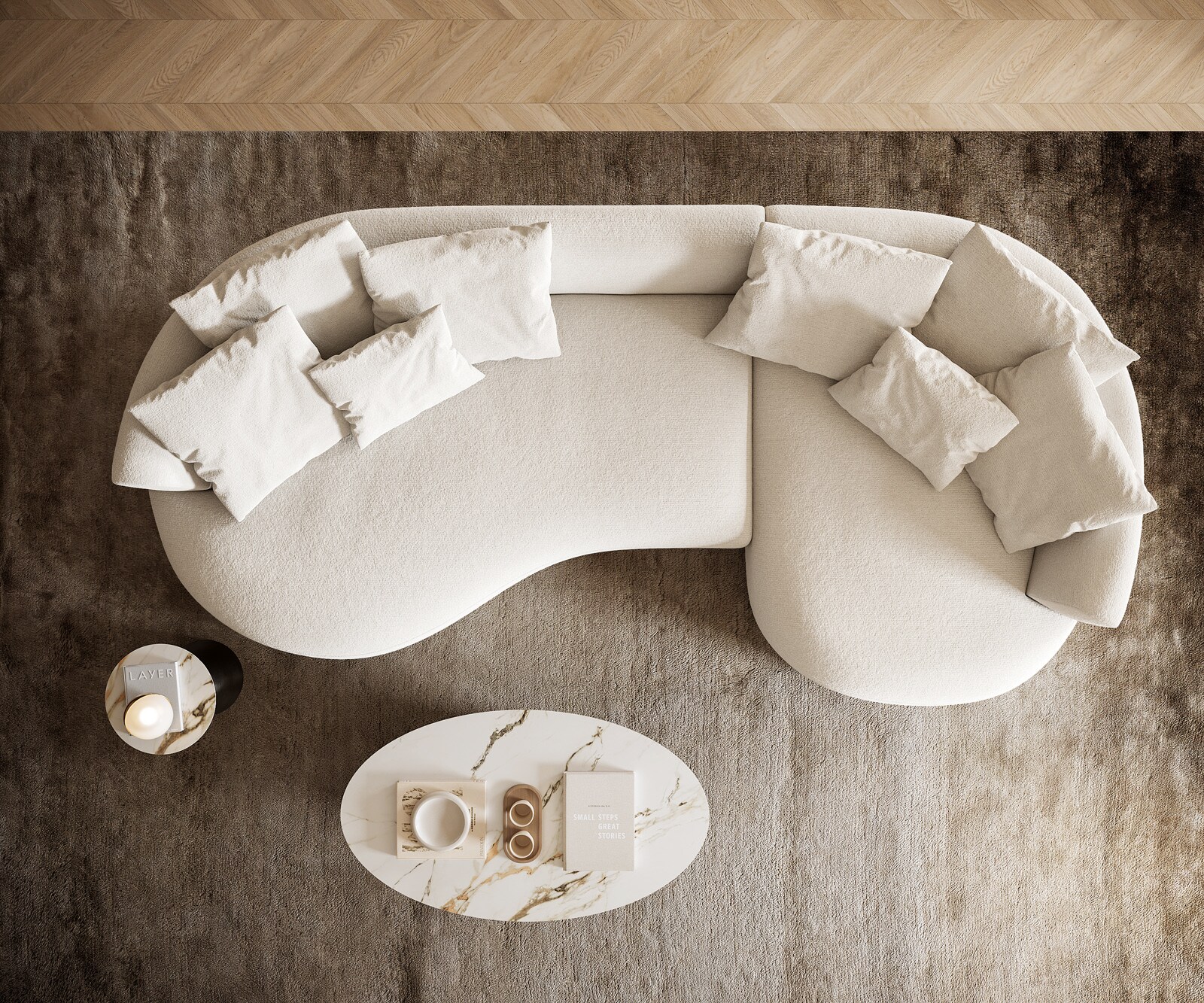 Big-Sofa Edina 330x170 cm Bouclé Soft Beige 5