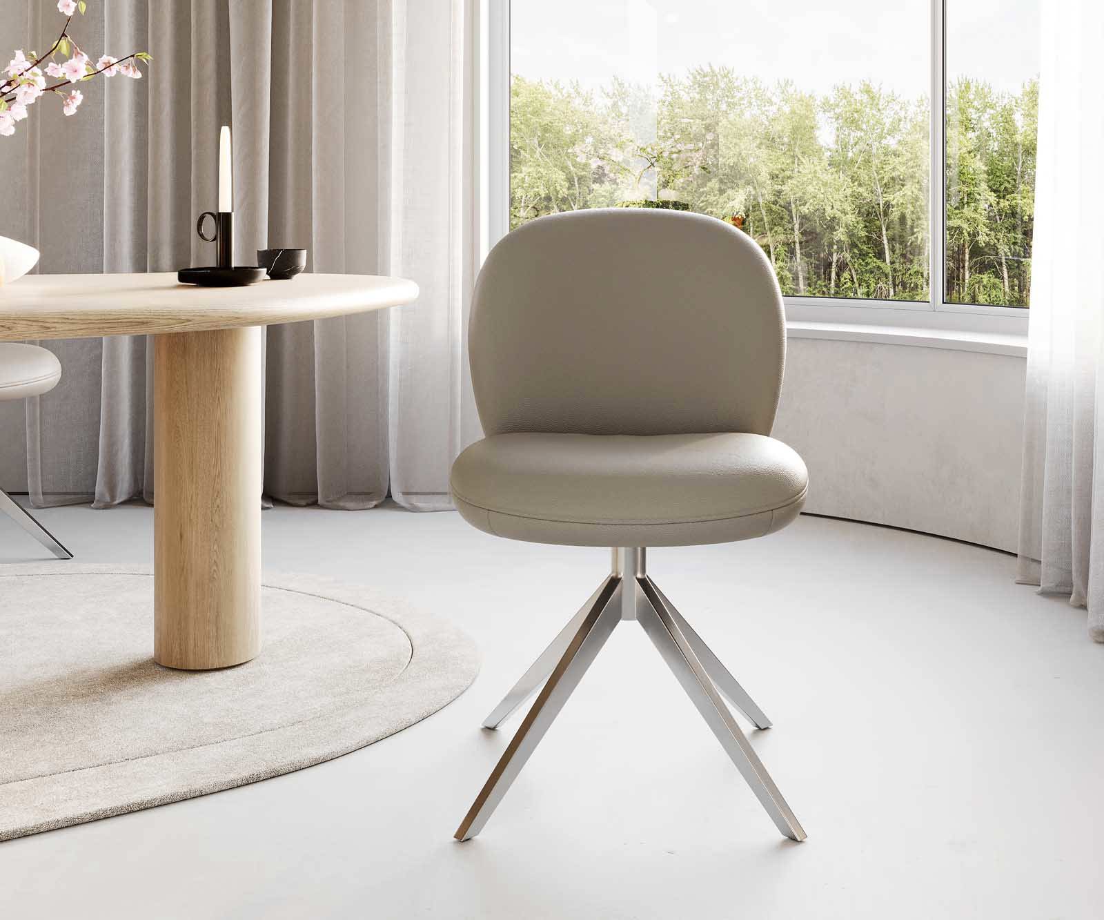Draaistoel Nube-Flex echt leer mud kruisframe breed roestvrij staal 360° draaibaar pocketveer kern 2