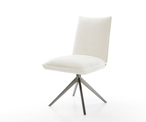 Draaistoel Lelio-Flex bouclé zacht beige kruisframe breed grafiet 360° draaibaar rocker-functie pocketveer kern