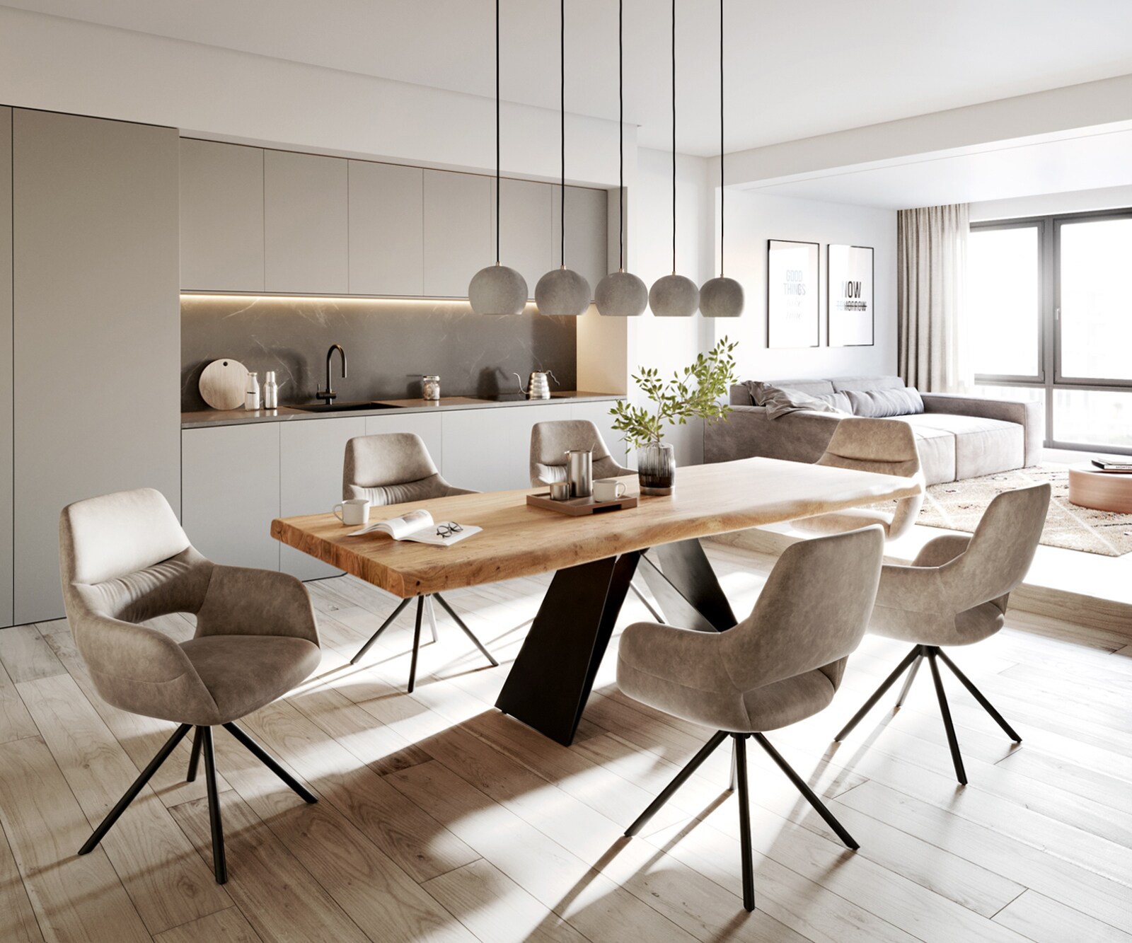 Eettafel Edge 260x100 XL acacia natuur V-frame staal  zwart  Live-Edge 5