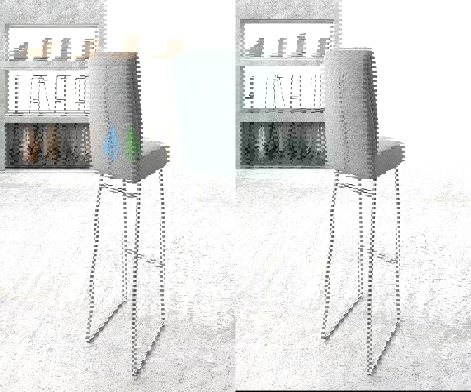 Barstoel Pela-Flex stripes mint slipframe roestvrij staal 2 Barstoel Pela-Flex stripes mint slipframe roestvrij staal 2