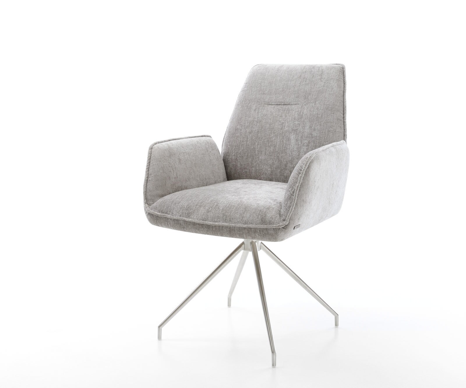 Draaistoel Zoa-Flex chenille zilver grijs kruisframe conisch roestvrij staal 180° draaibaar pocketveer kern