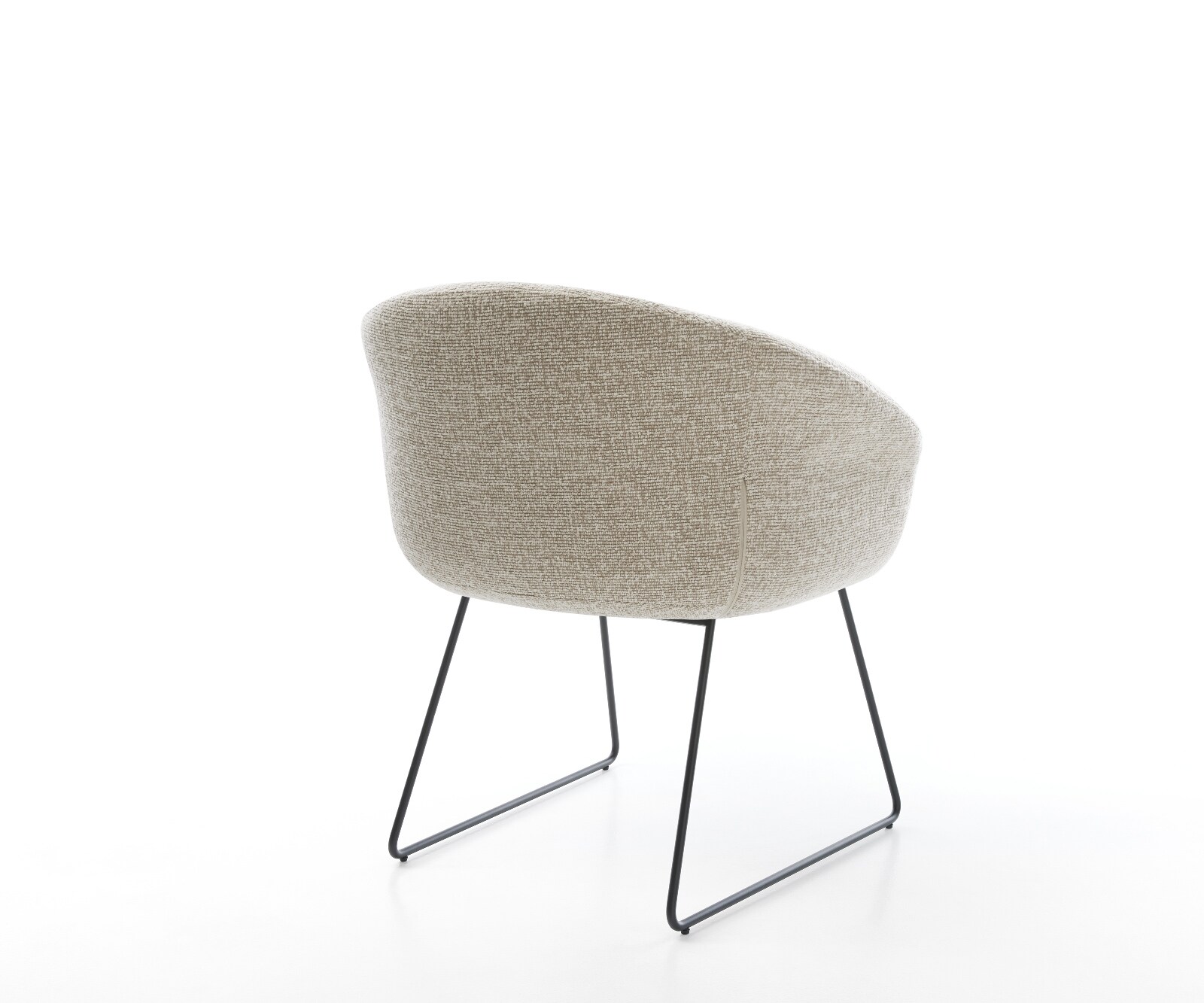 Eetkamerstoel Vinka-Flex met armleuning geweven stof beige slipframe zwart pocketveer kern 4