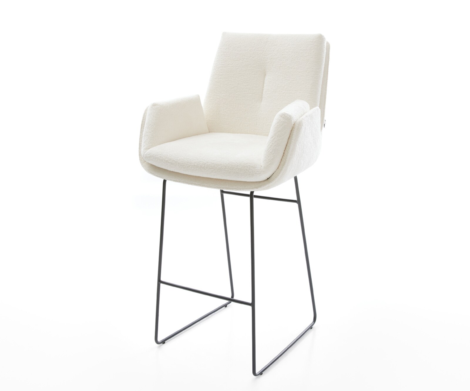 Barstoel Clea-Flex Bouclé zacht Beige Sledeonderstel metaal zwart Zwart 1