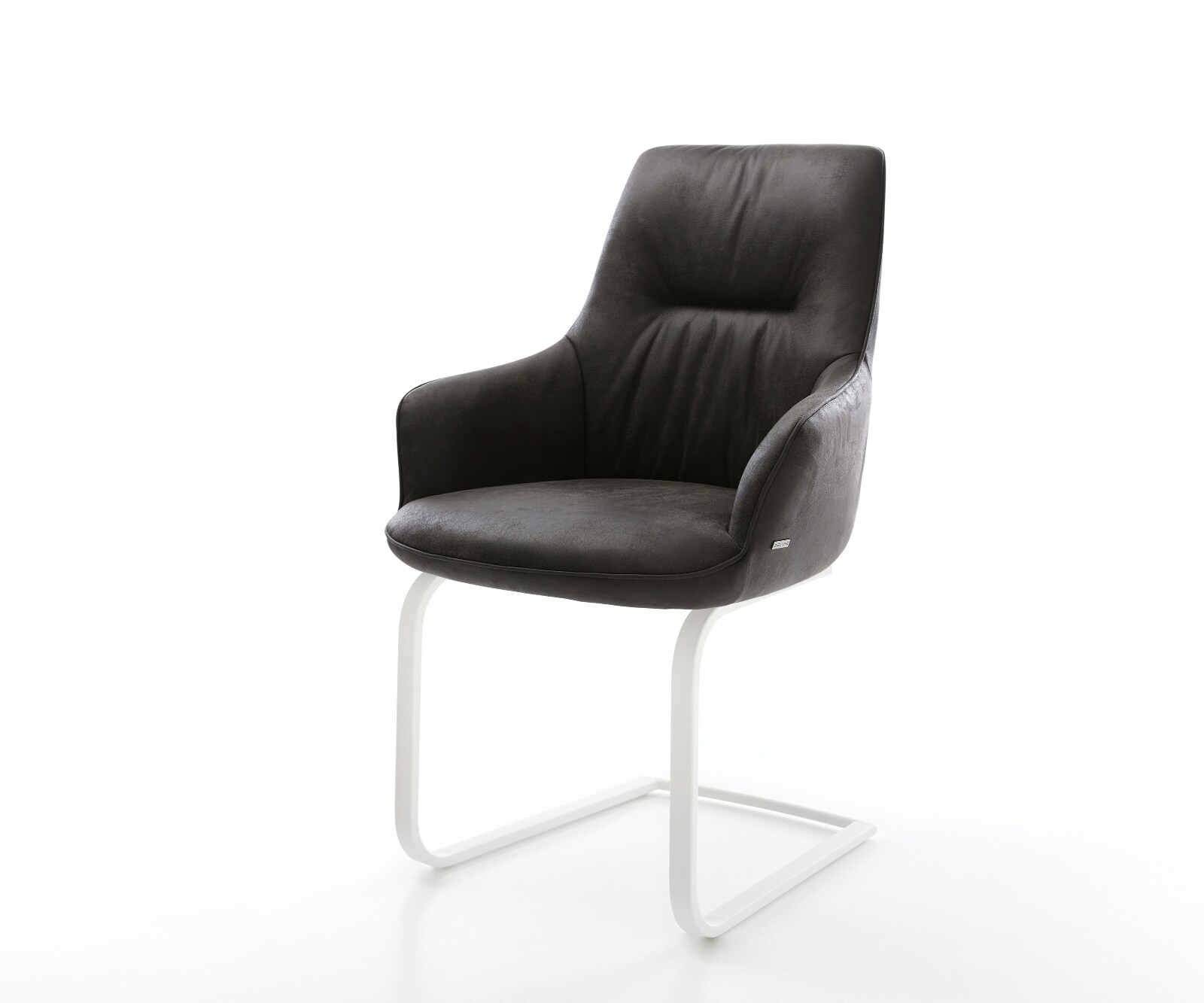 Sledemodel Zelia-Flex met armleuning microvelours antraciet vintage sledemodel vlak wit pocketveer kern