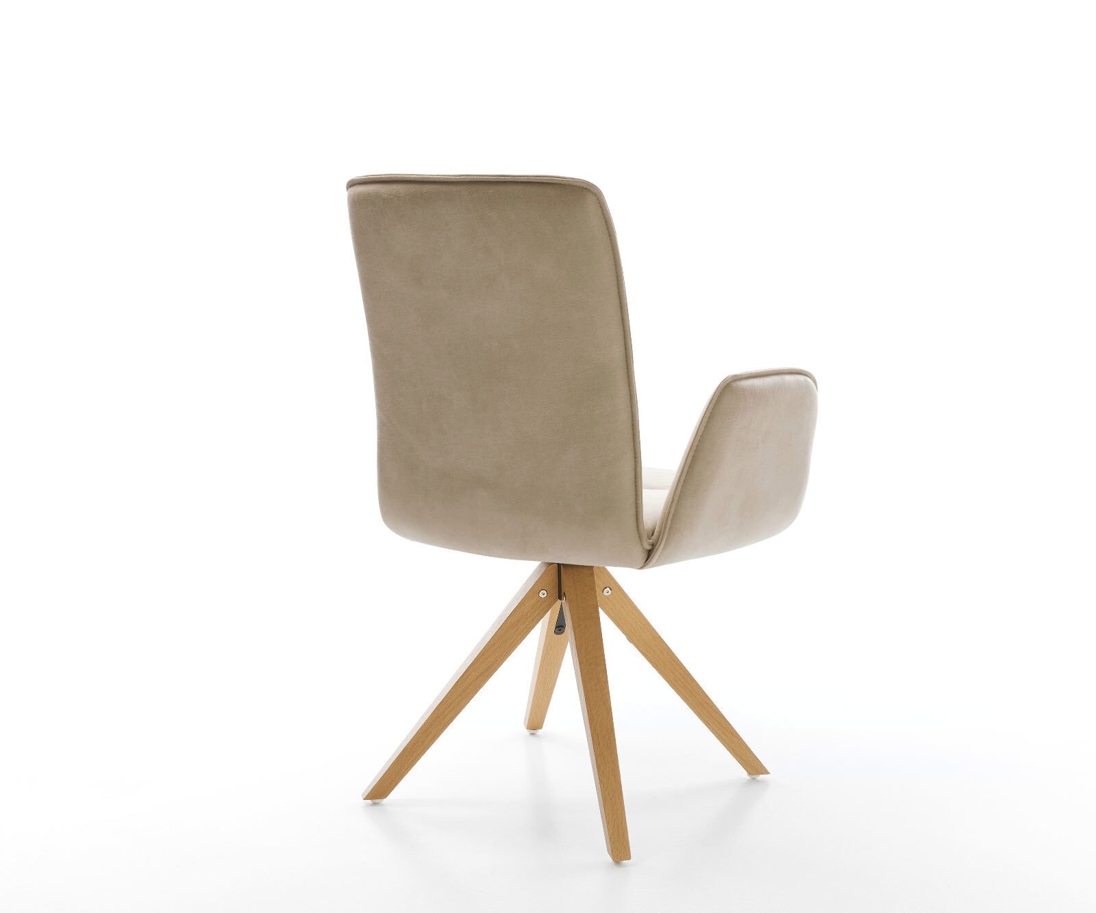 Eetkamerstoel Vinja-Flex microvelours beige vintage houten frame hoekig natuur 4