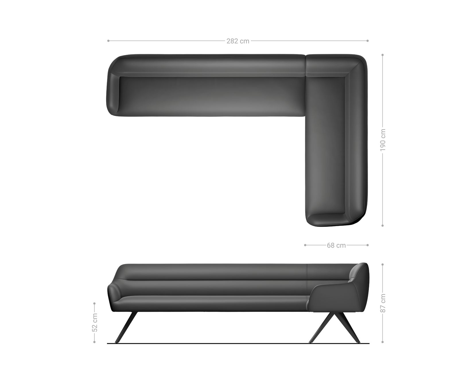 Eetkamerbank Taya-Flex 285x190 cm microvelours anthraciet vintage hoekig kruisframe roestvrij staal pocketvering links 8